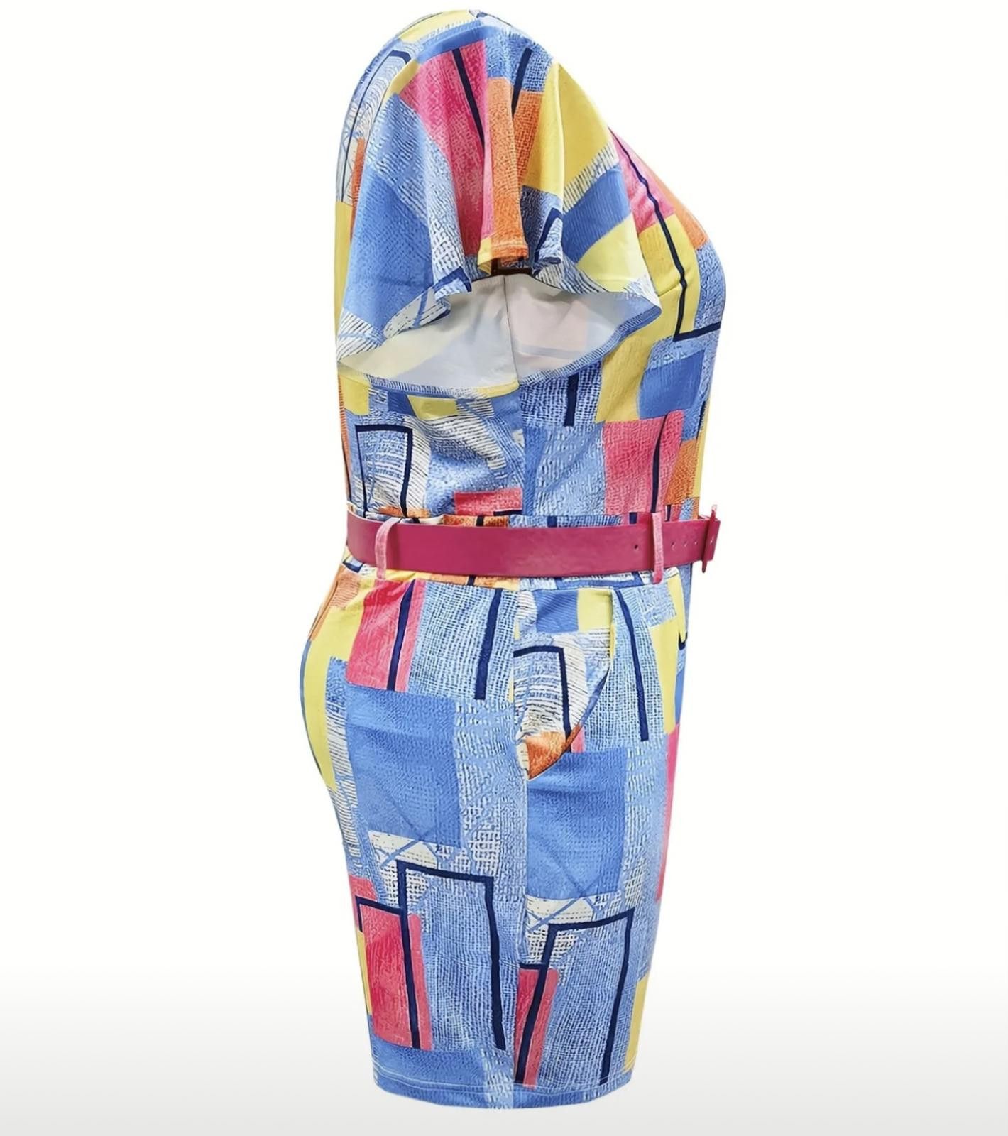 Designer Colorful One Shoulder Romper (without belt) Size 42" / US 20 - 3 Thumbnail