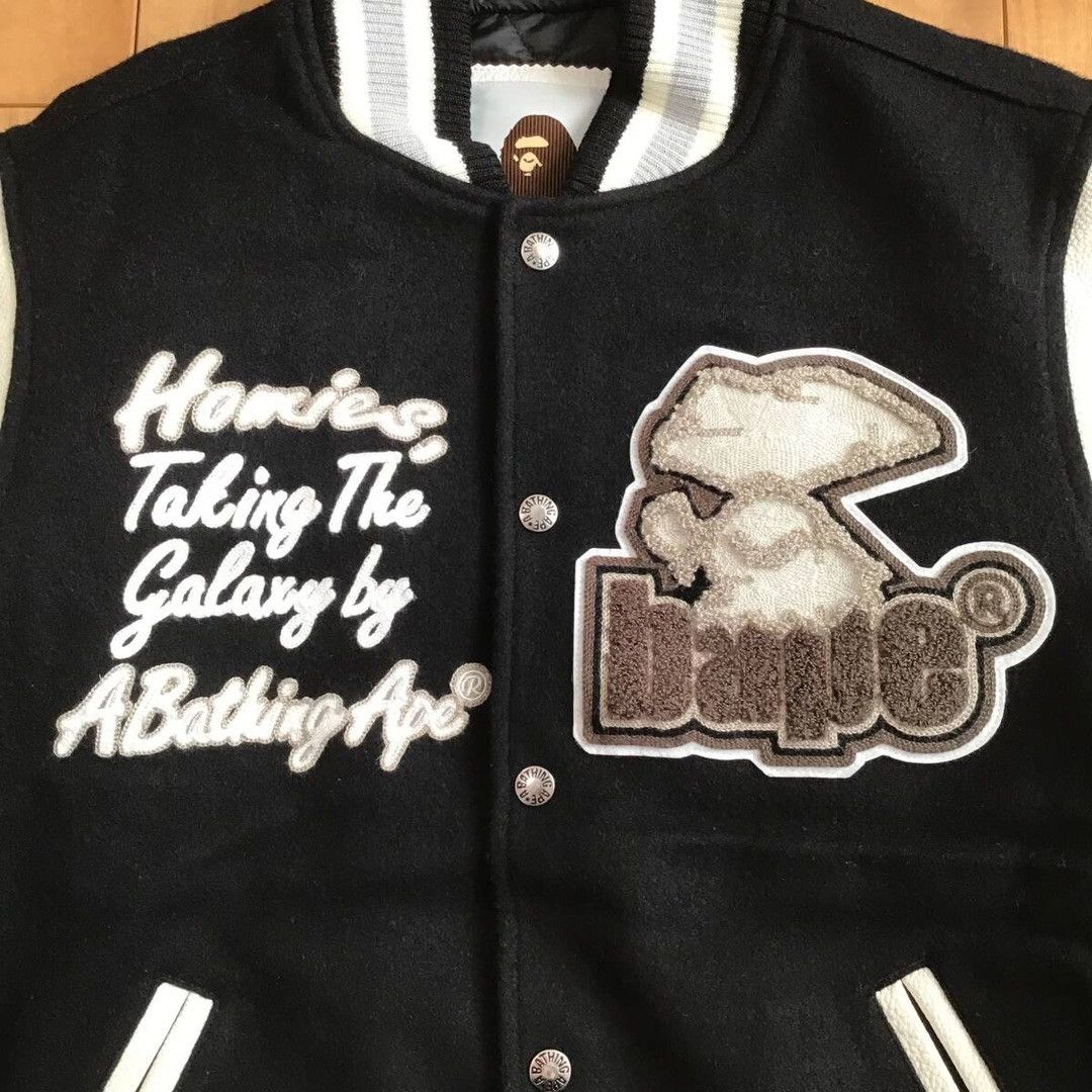 Bape BAPE LOGO Leather Sleeve Varsity Jacket a bathing ape Size US S / EU 44-46 / 1 - 4 Thumbnail