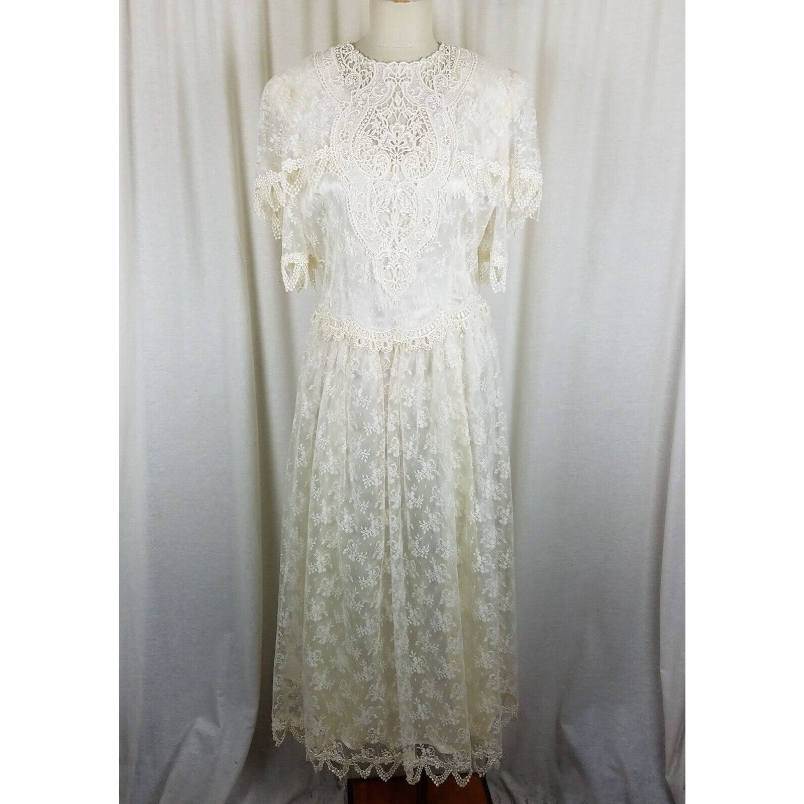 Jessica McClintock Vtg 80s JESSICA MCCLINTOCK BRIDAL Gunne Sax Dress Lace 12 Size XL / US 12-14 / IT 48-50 - 1 Thumbnail