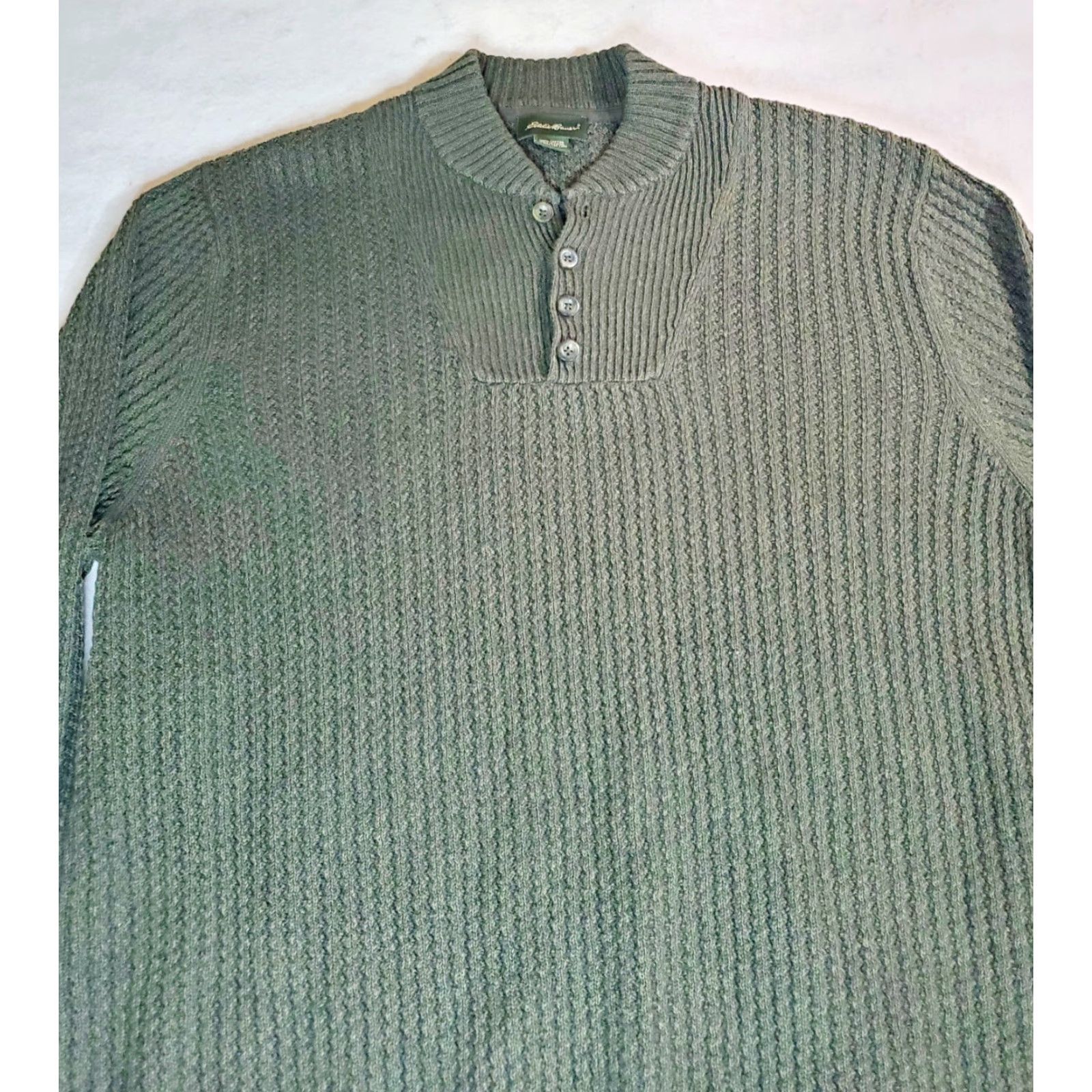 Eddie Bauer Eddie Bauer Classic Henley Sweater Men's XL Green 100% Cotton, Button, Knit, Long Sleeve, Regular Fit Size US XL / EU 56 / 4 - 2 Thumbnail