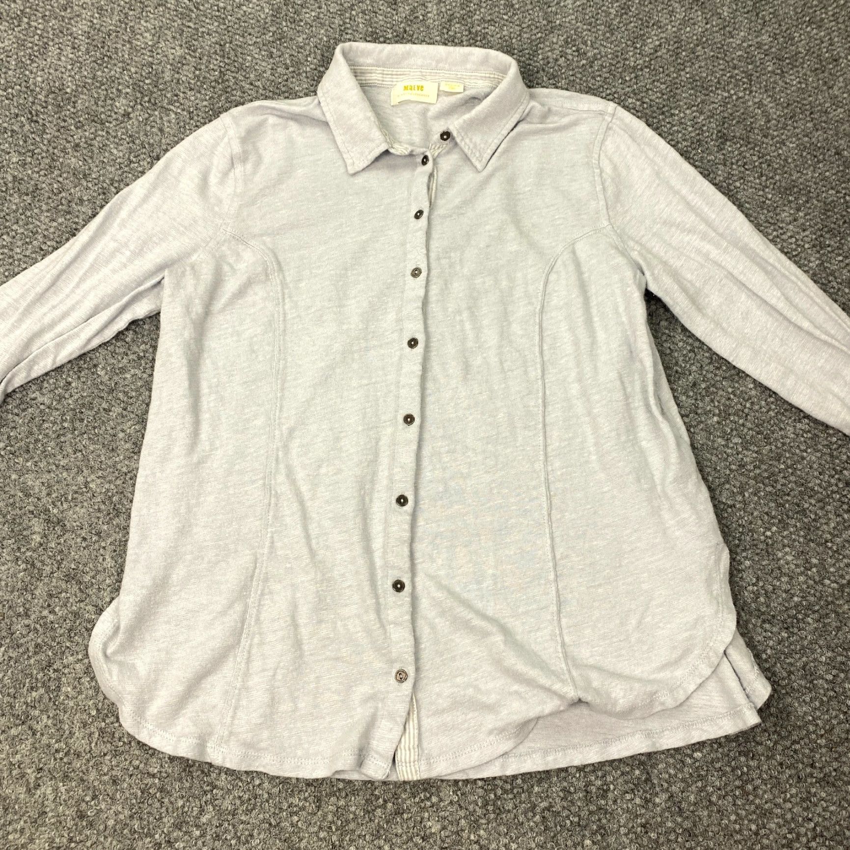 Vintage Maeve Shirt Womens Medium Gray Linen Blend Button Up Size M / US 6-8 / IT 42-44 - 3 Thumbnail