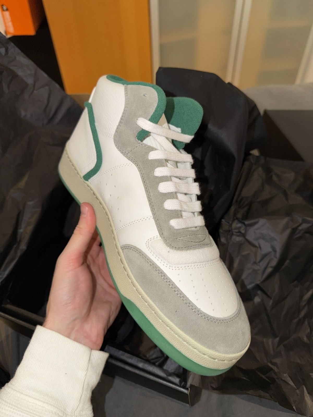 Saint Laurent Paris 🔥 Saint Laurent SL/80 Mid SneakerOff White Green Sz 42 🔥 Size US 9 / EU 42 - 11 Thumbnail