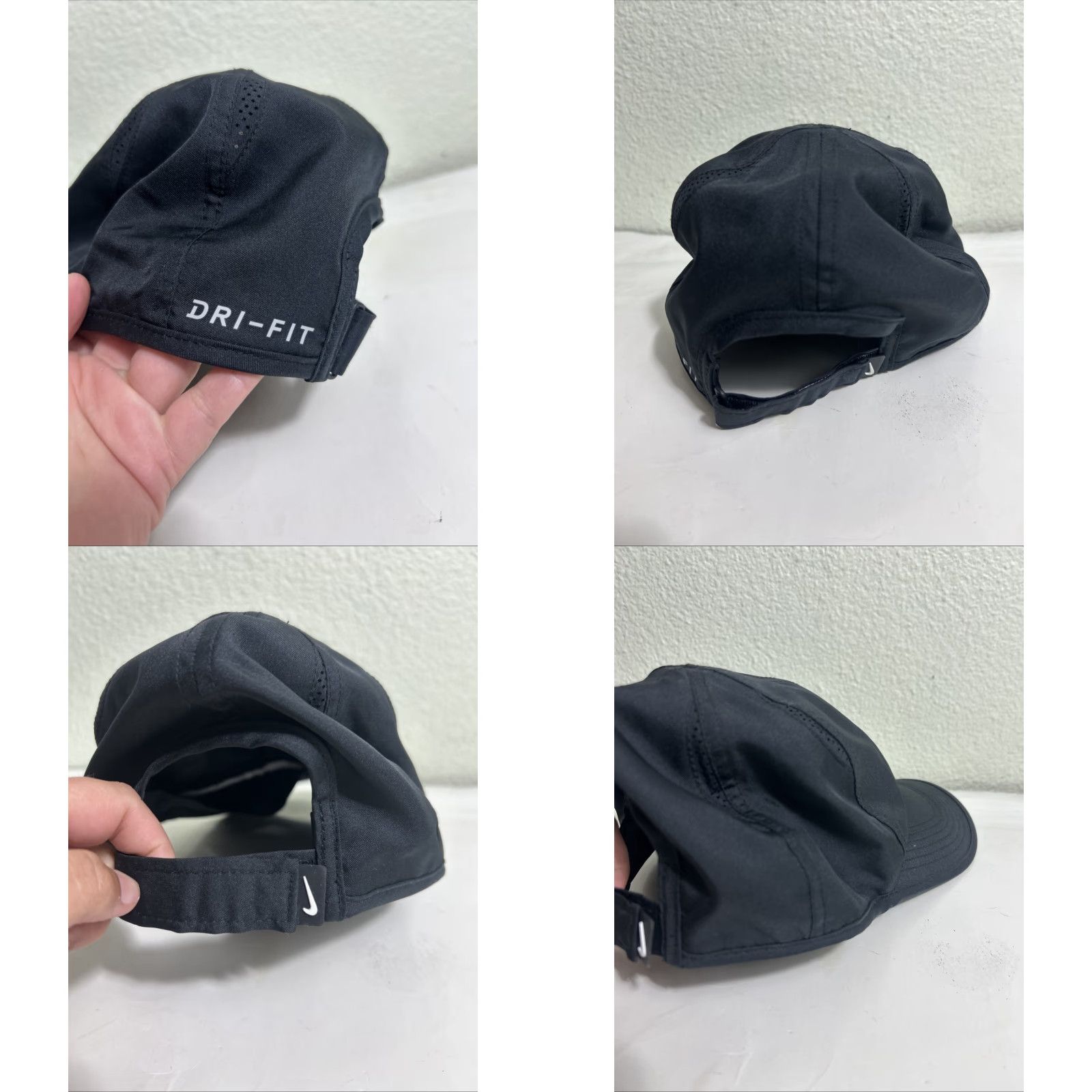 Nike NIKE Dri-Fit Feather Light Hat Cap BLACK/WHITE 679421-010 Running Tennis Logo Hat Unisex Adults Adjustable Black Mens Womens Size ONE SIZE - 8 Thumbnail