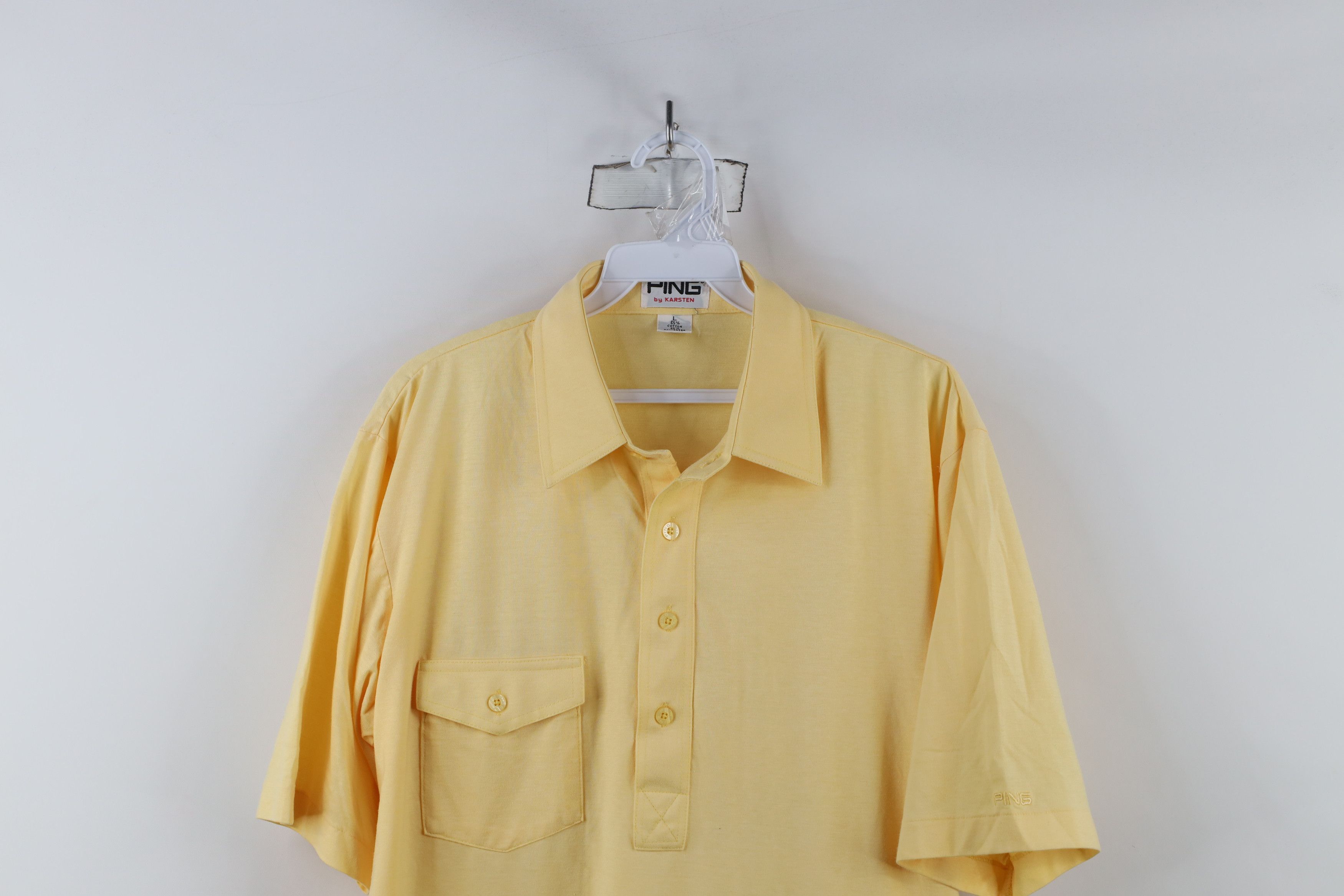 PING × Vintage Vintage 80s 90s Ping Golf Knit Golfing Polo Shirt Yellow Size US L / EU 52-54 / 3 - 2 Thumbnail