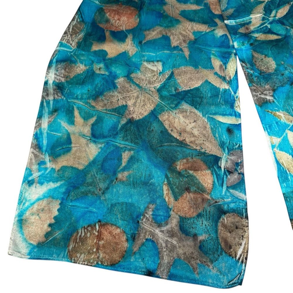Other New 100% Silk Hand Dyed Leaves Ecoprint Rectangle Scarf 11' Size ONE SIZE - 6 Thumbnail