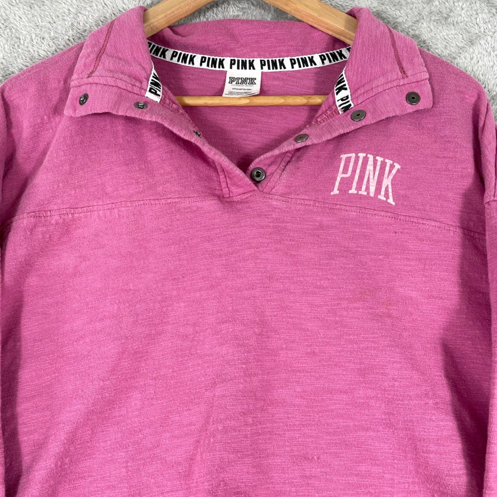Vintage PINK Victoria's Secret Sweatshirt Womens Small Pullover Long Sleeve 1/4 Zip Logo Graphic Print Casual Activewear Size S / US 4 / IT 40 - 5 Thumbnail