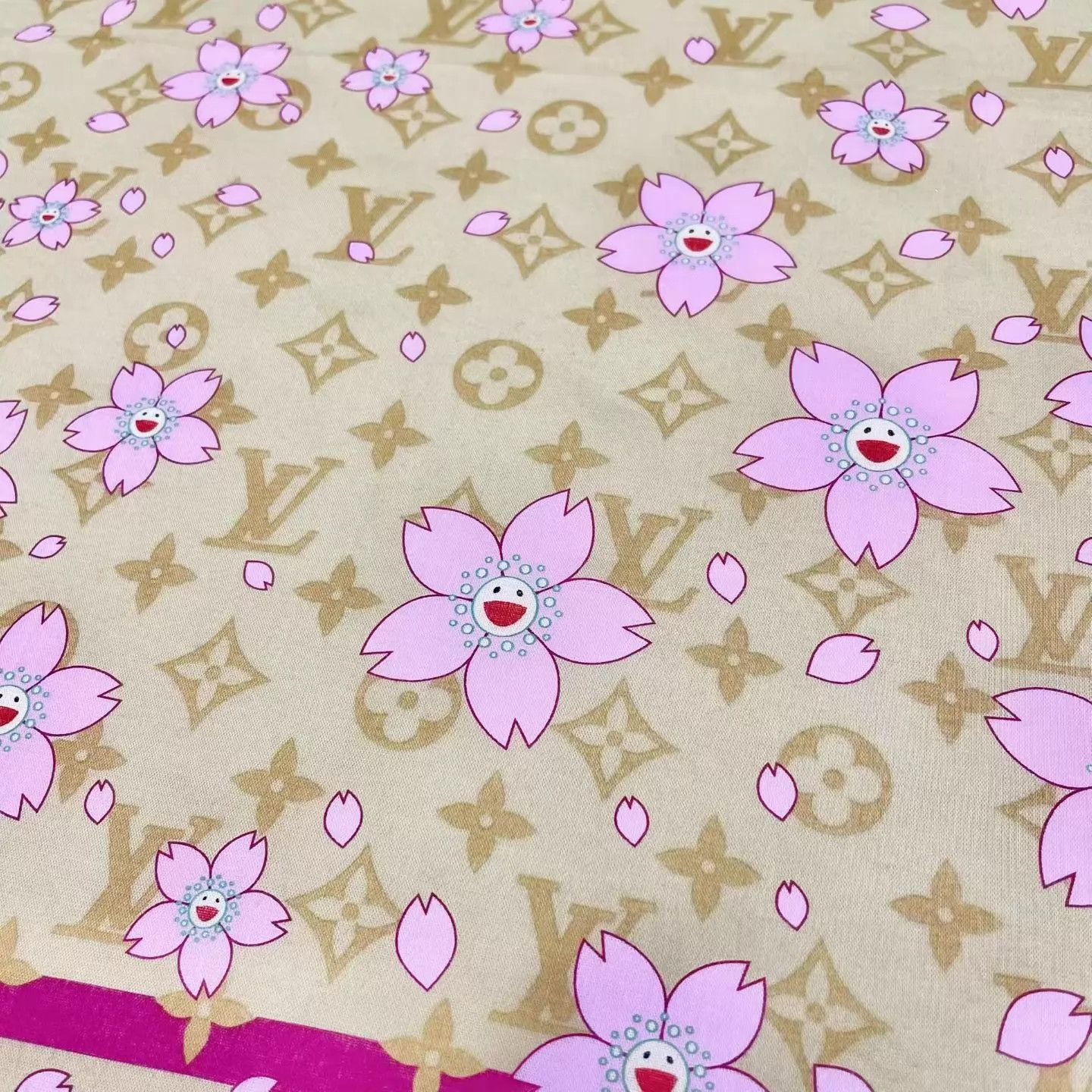 Louis Vuitton New LV x Murakami Takashi Sakura Square Scarf Size ONE SIZE - 3 Thumbnail