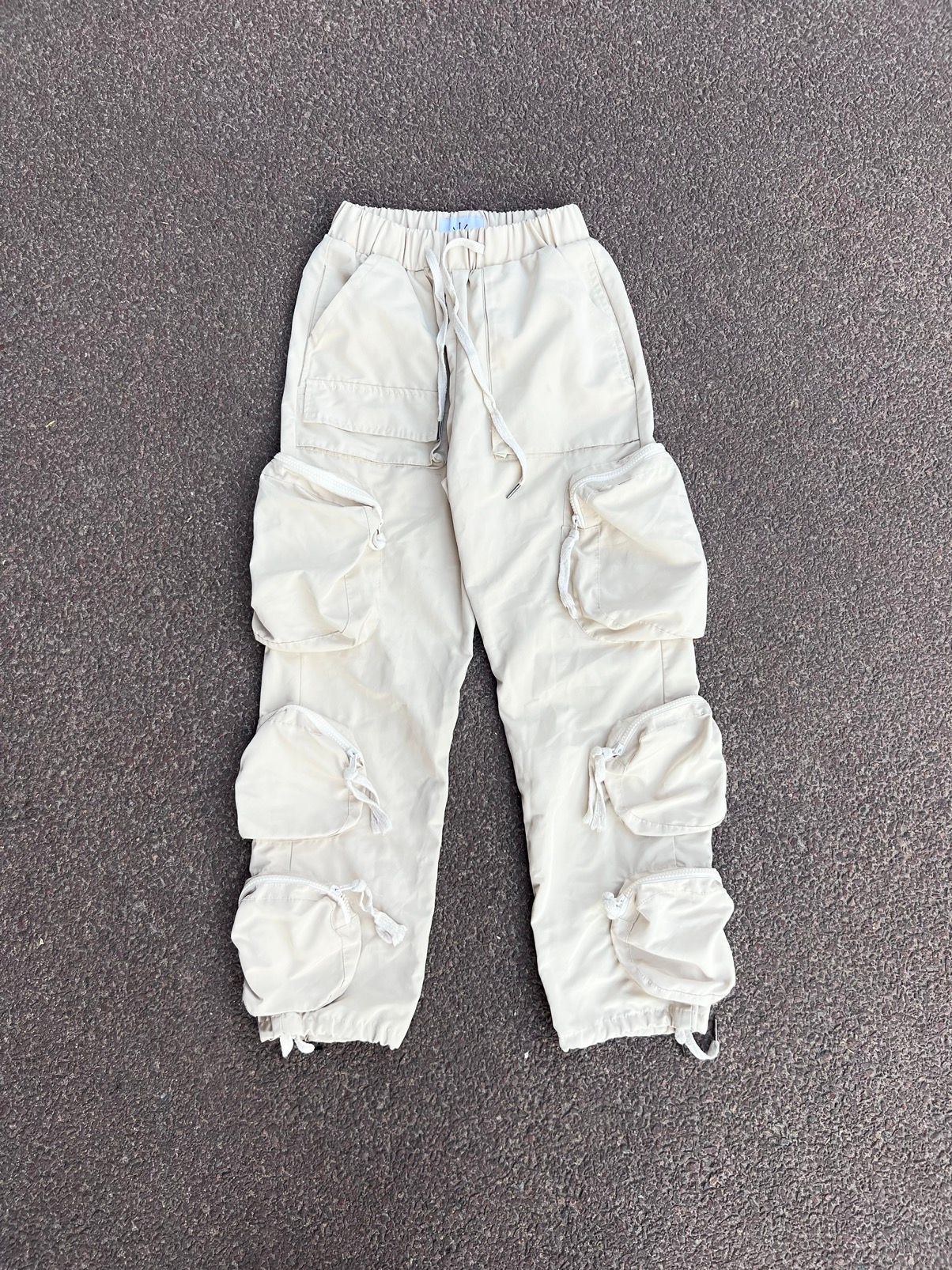 Pre-owned Archival Clothing X Avant Garde Y2k Nylon Multipocket Cargo Bondage Pants In Beige