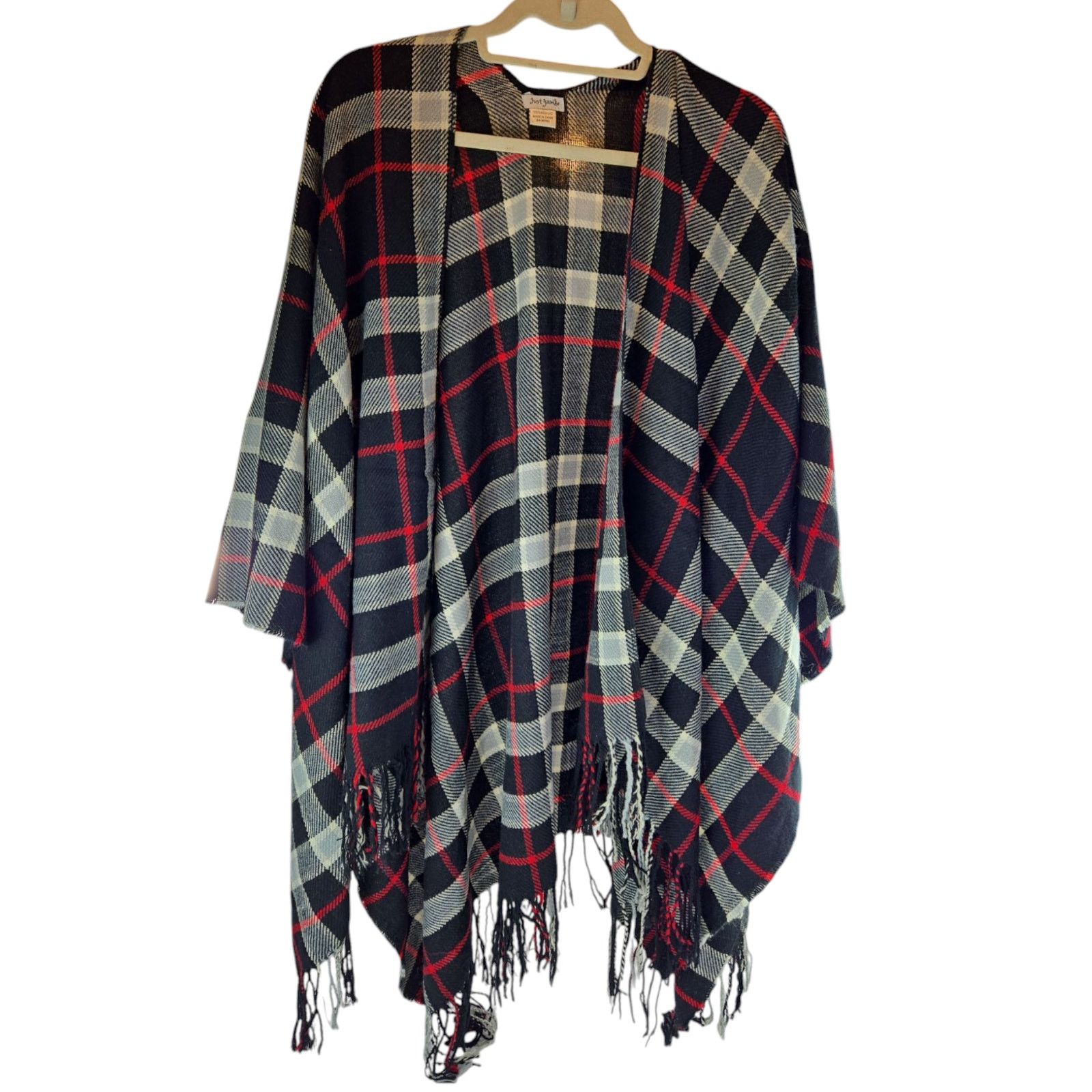 Other Just Jamie | Plaid, Fringed Shawl | Size OS Size ONE SIZE - 1 Thumbnail