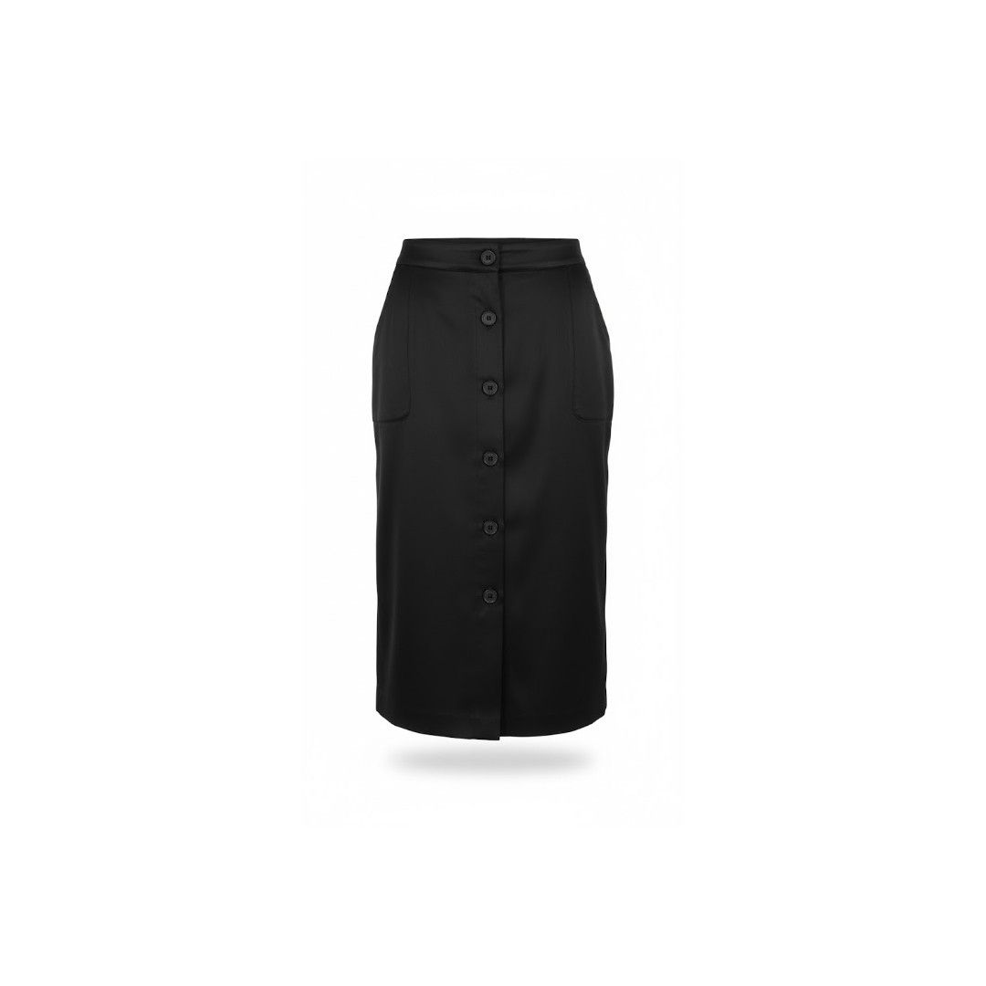 Saint Laurent Paris oc11z1125 Jupe Crepe Satin Reliefe Skirt in Noir Size 25" / US 0 / IT 36 - 1 Preview