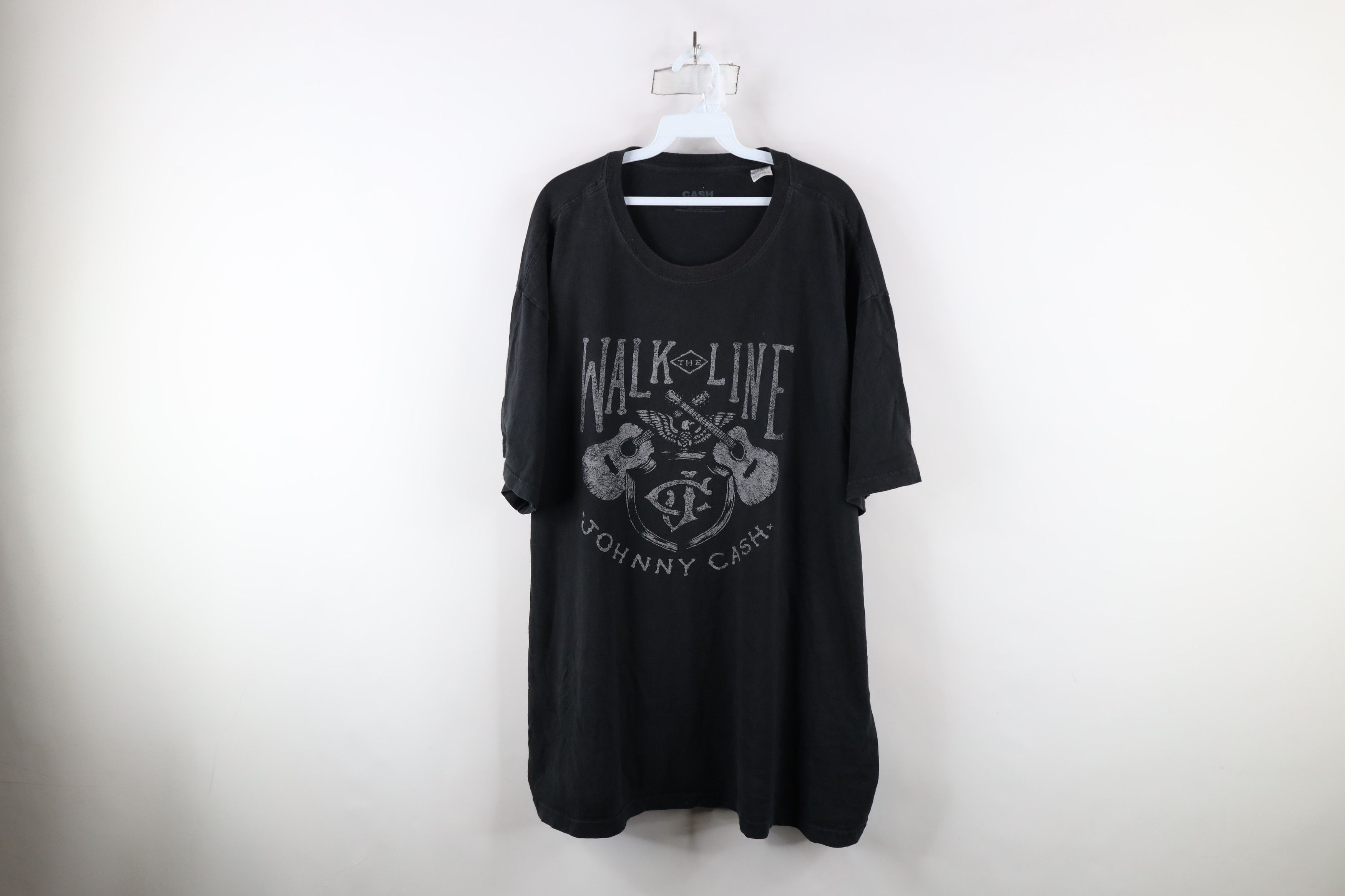 Vintage Retro Spell Out Walk The Line Johnny Cash Band T-Shirt Black Size US XXL / EU 58 / 5 - 1 Thumbnail