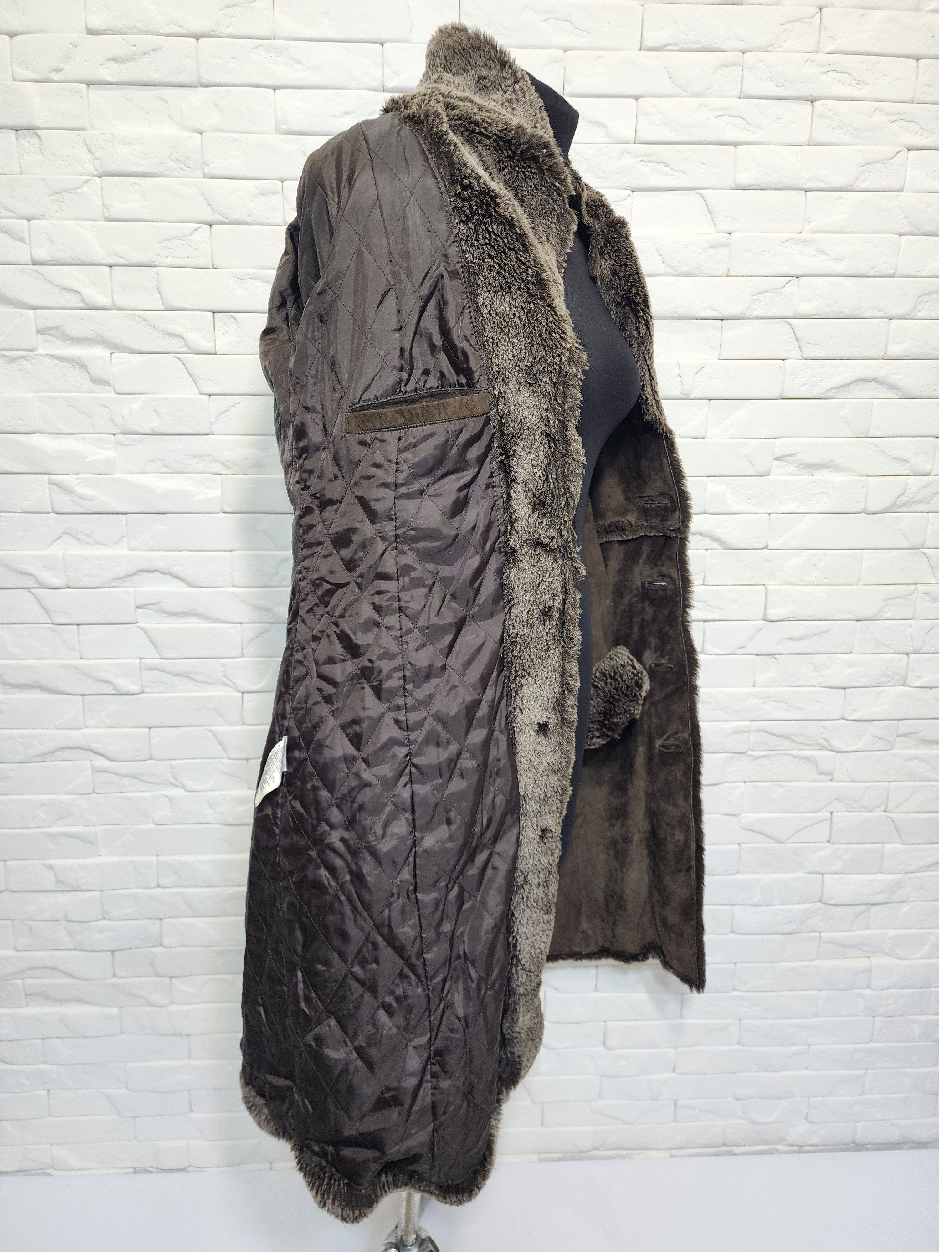 Genuine Leather Brown Leather Raincoat: Women's Long Vintage Suede Jacket Size M / US 6-8 / IT 42-44 - 9 Thumbnail