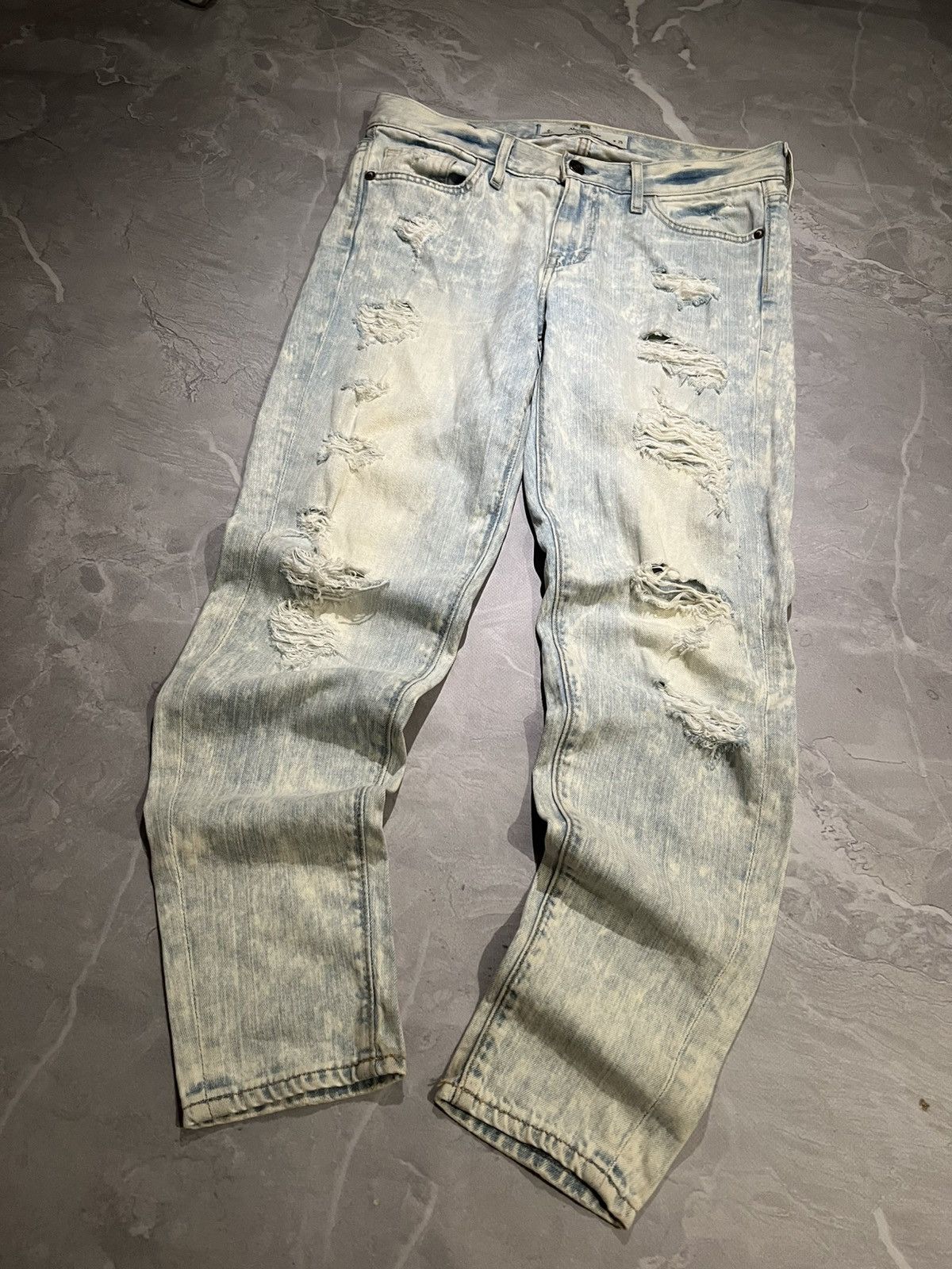 Japanese Brand Destroyed Weathered Slim Fit / Avan Garde Number Nine Style Size US 32 / EU 48 - 4 Thumbnail
