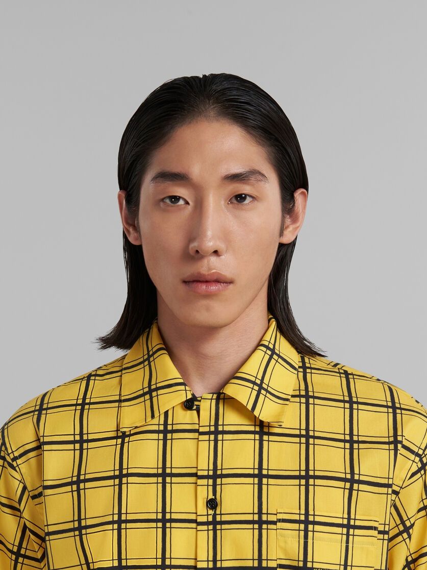 o1w1db10125 Checked Poplin Bowling Shirt in Yellow