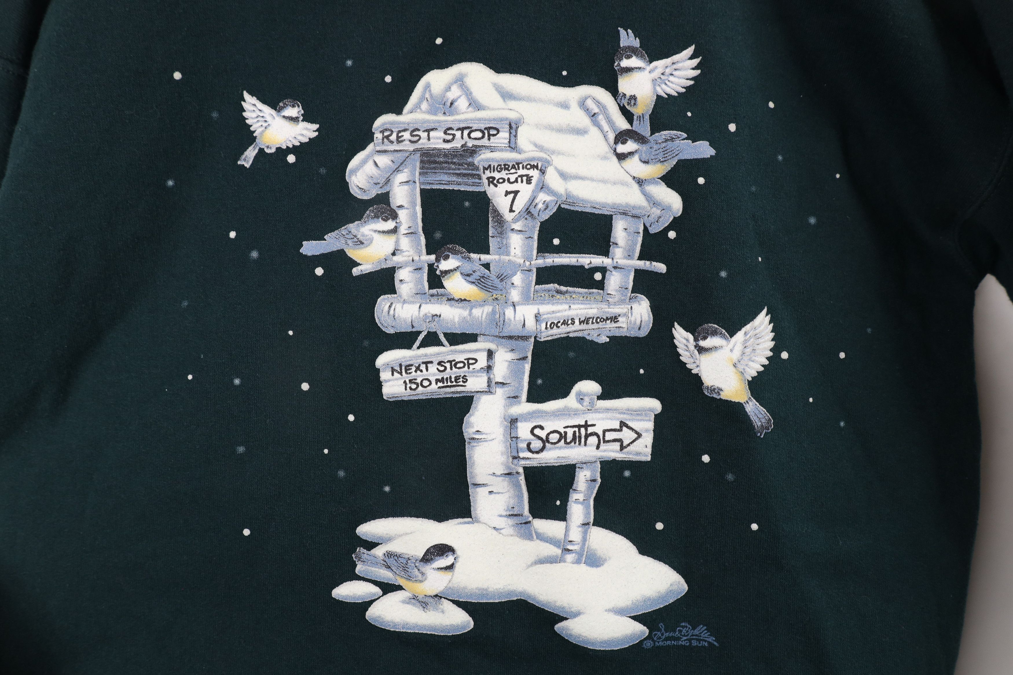 Vintage Vintage 90s Streetwear Snow Birds Birdhouse Sweatshirt Green Size M / US 6-8 / IT 42-44 - 4 Thumbnail