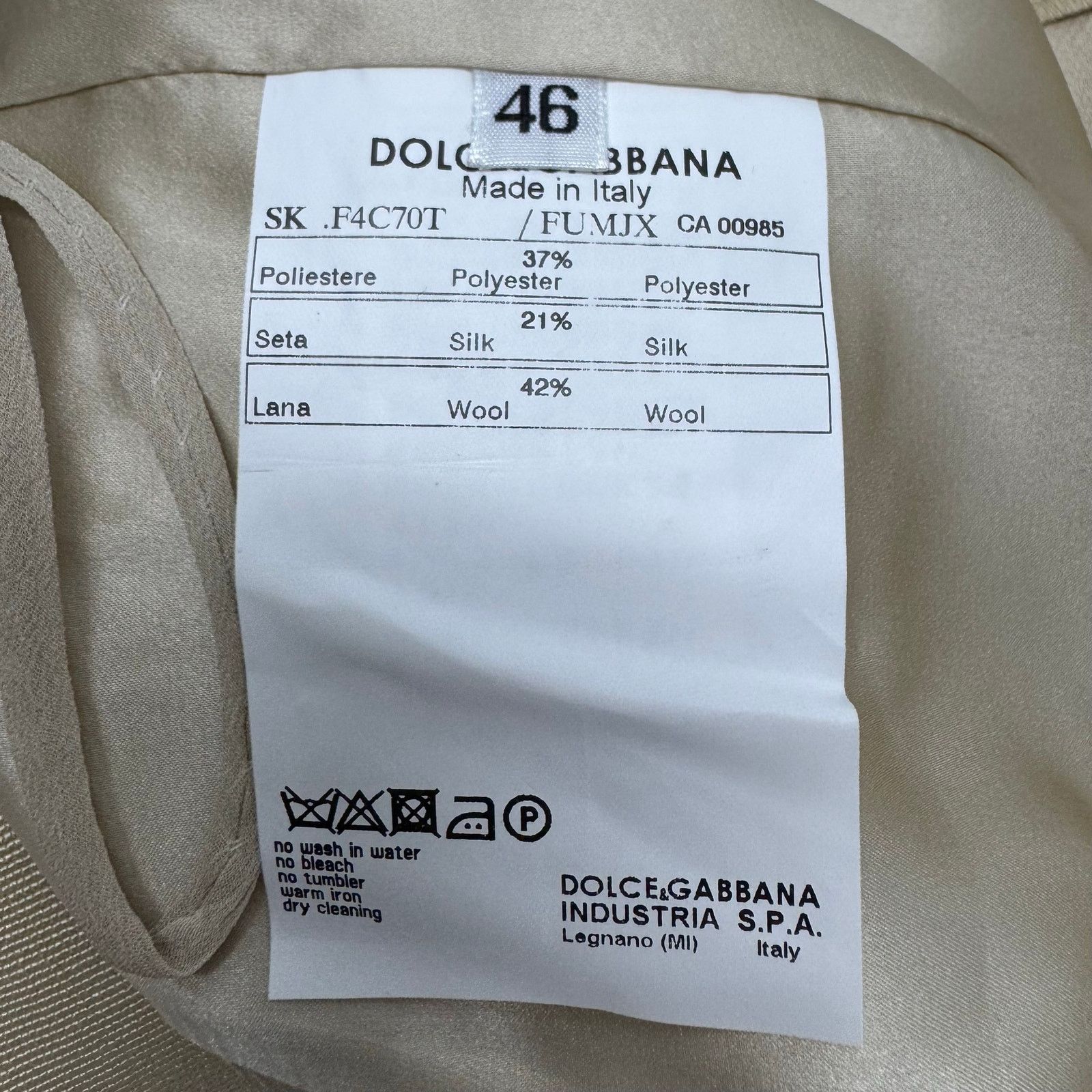 Dolce & Gabbana NDolce & Gabbana Wool Silk Blend A-Line Skirt 46/US 10 Beige Size 32" / US 10 / IT 46 - 9 Thumbnail