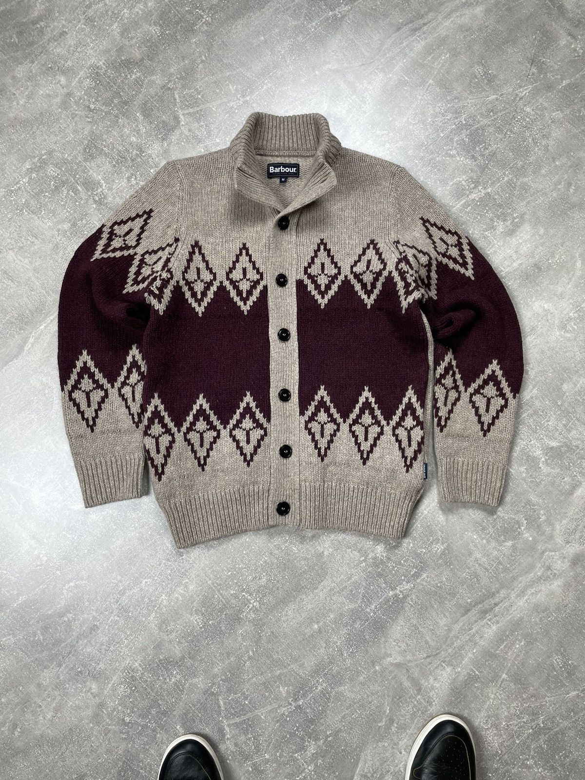 Barbour × Vintage Barbour English Wool Tweed Collared Knitted Haunting Sweater Size US M / EU 48-50 / 2 - 2 Thumbnail