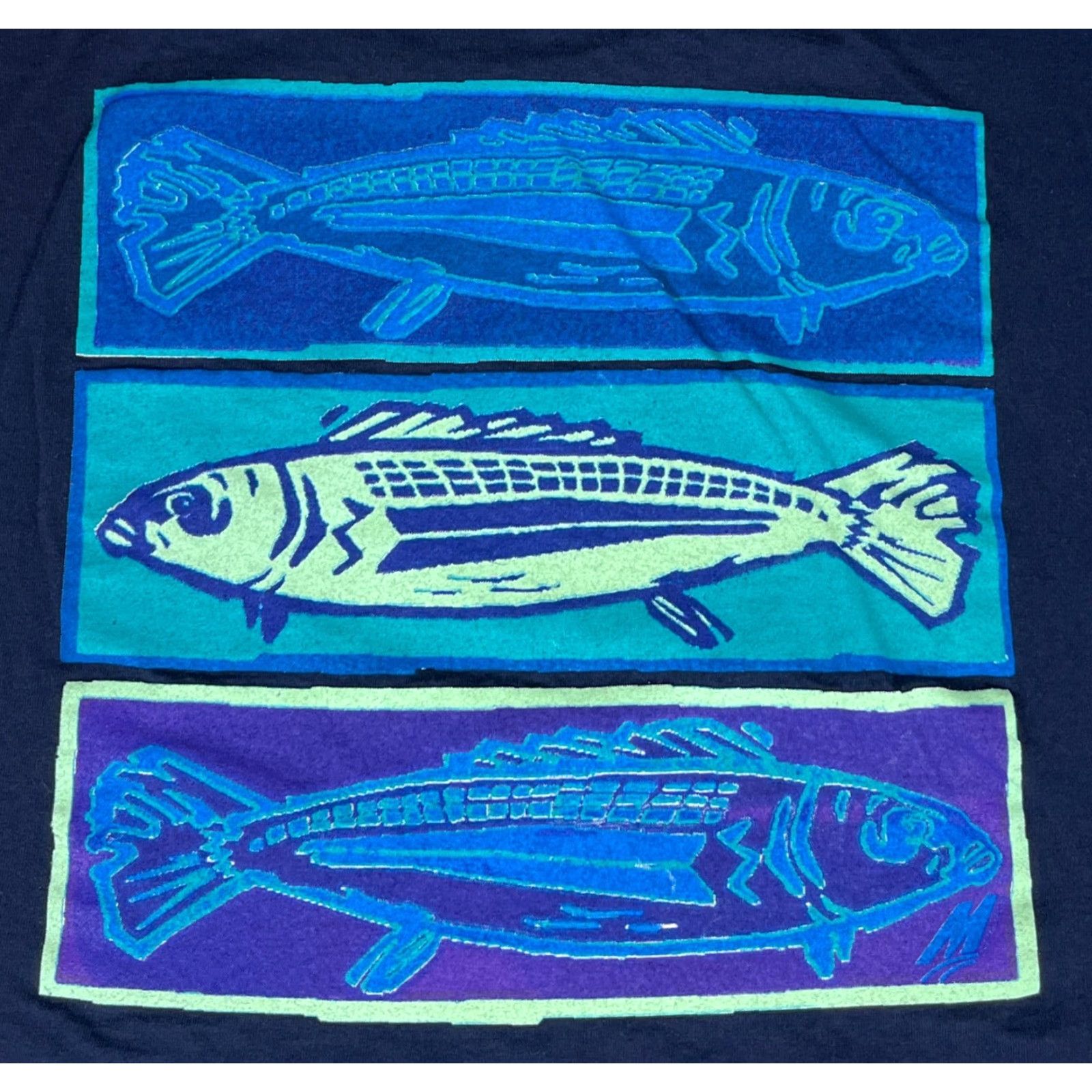 Vintage VINTAGE M Sport T-Shirt XL Navy Fish Double-Sided Men Size US XL / EU 56 / 4 - 3 Thumbnail