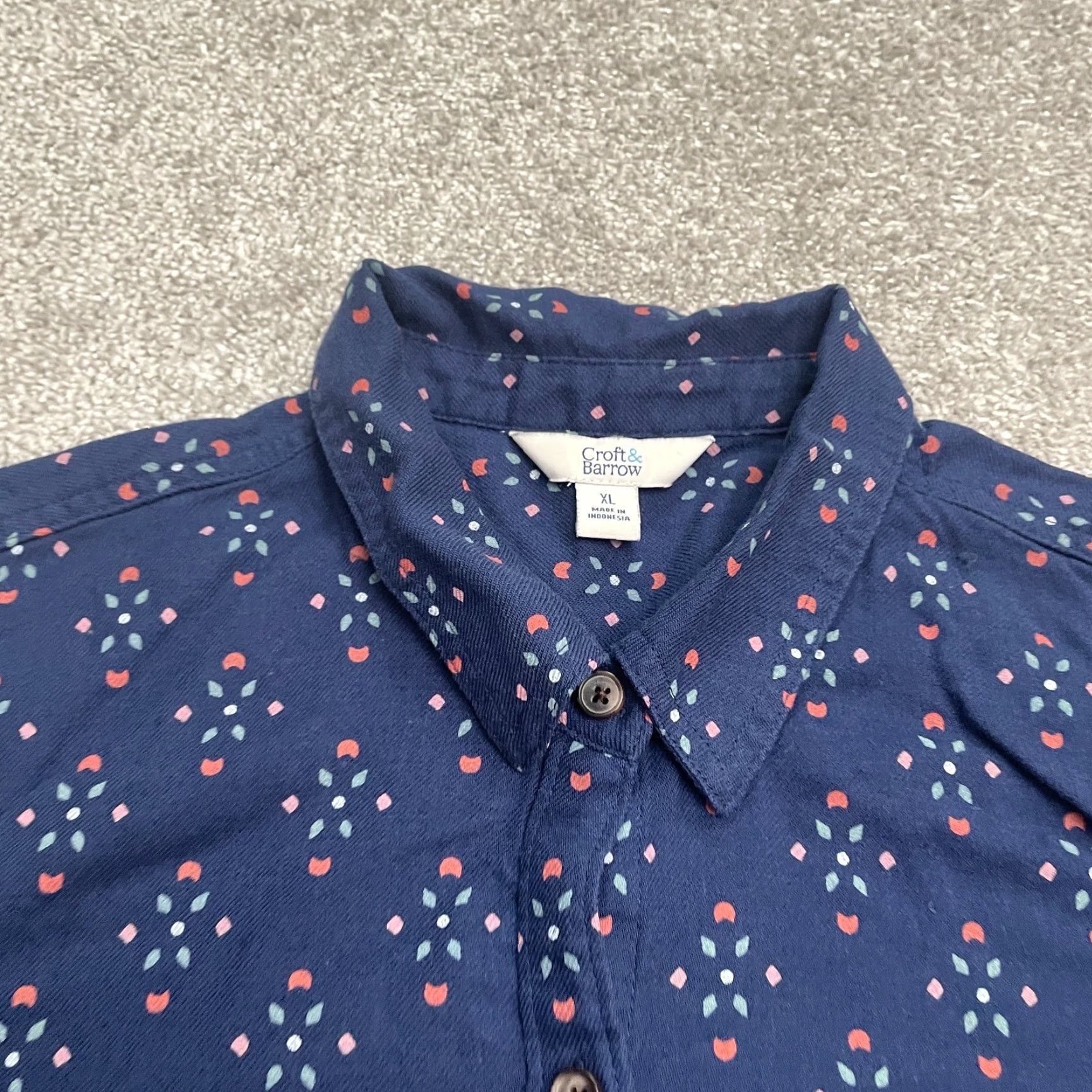 Croft & Barrow Croft & Barrow Printed Button Down Shirt Womens XL Blue Long Sleeve Casual Top Size XL / US 12-14 / IT 48-50 - 3 Thumbnail