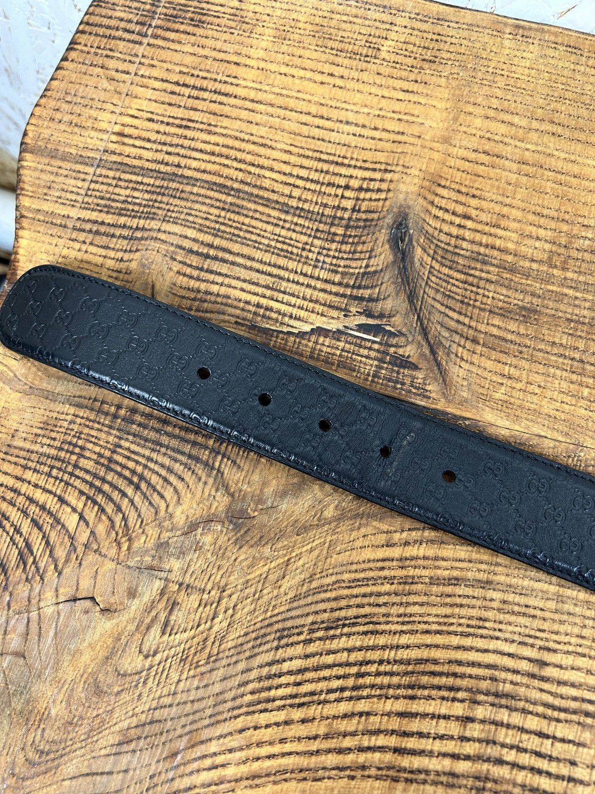 Gucci Gucci GG Micro Guccissima Leather Belt Black 281548 80/32 Size ONE SIZE - 5 Thumbnail