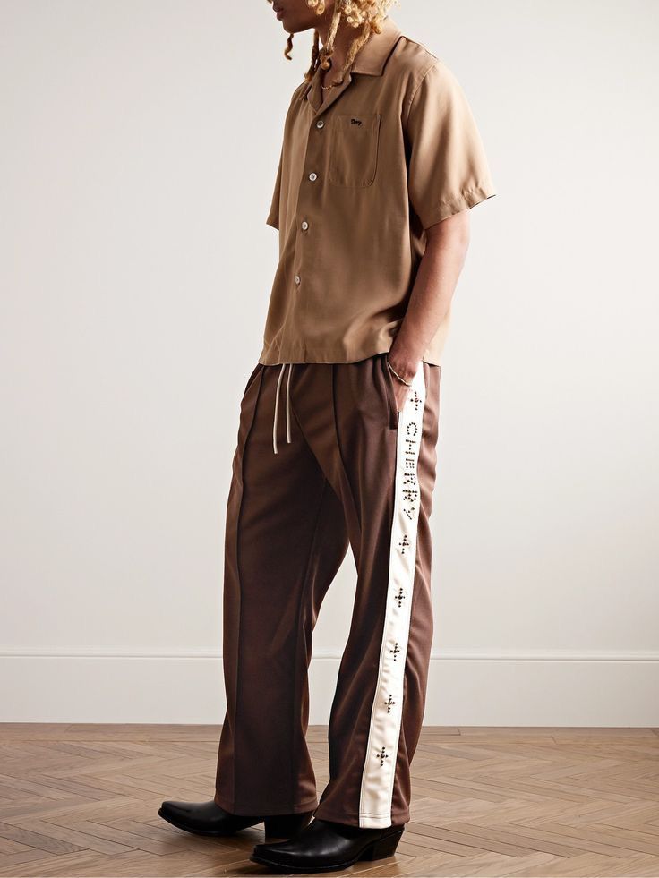 Cherry LA Straight-Leg Embellished Striped Tech-Jersey Track Pants Size US 32 / EU 48 - 3 Thumbnail