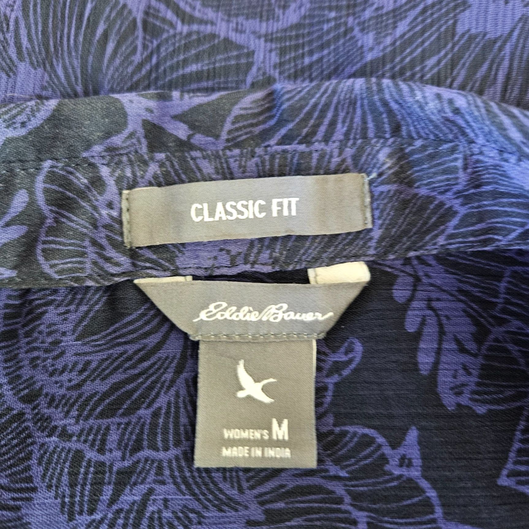 Eddie Bauer Eddie Bauer Womens Button-Up Top M Purple Floral Sheer Long Sleeve Collared Polyester Button-Up 90s? Size M / US 6-8 / IT 42-44 - 5 Thumbnail