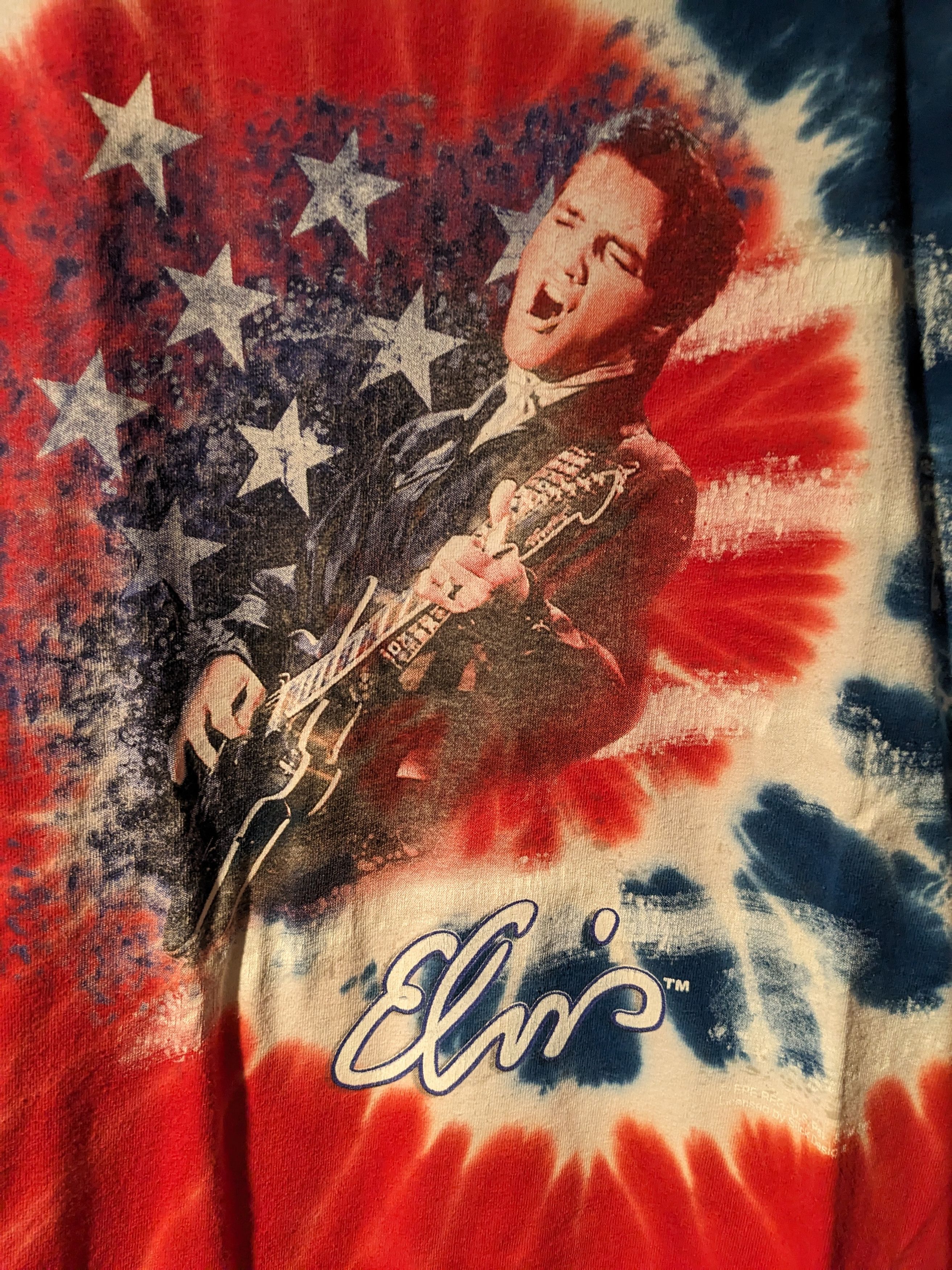 Band Tees × Vintage Vintage Y2K Elvis Presley Blue Tie Dye Medium T-Shirt Size US M / EU 48-50 / 2 - 2 Thumbnail