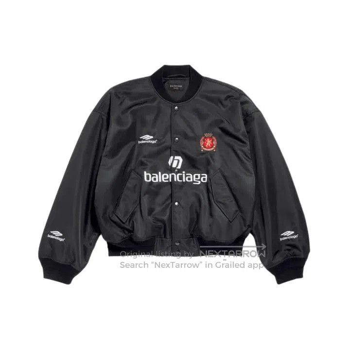 Balenciaga Black Soccer Team Button-Up Jacket.