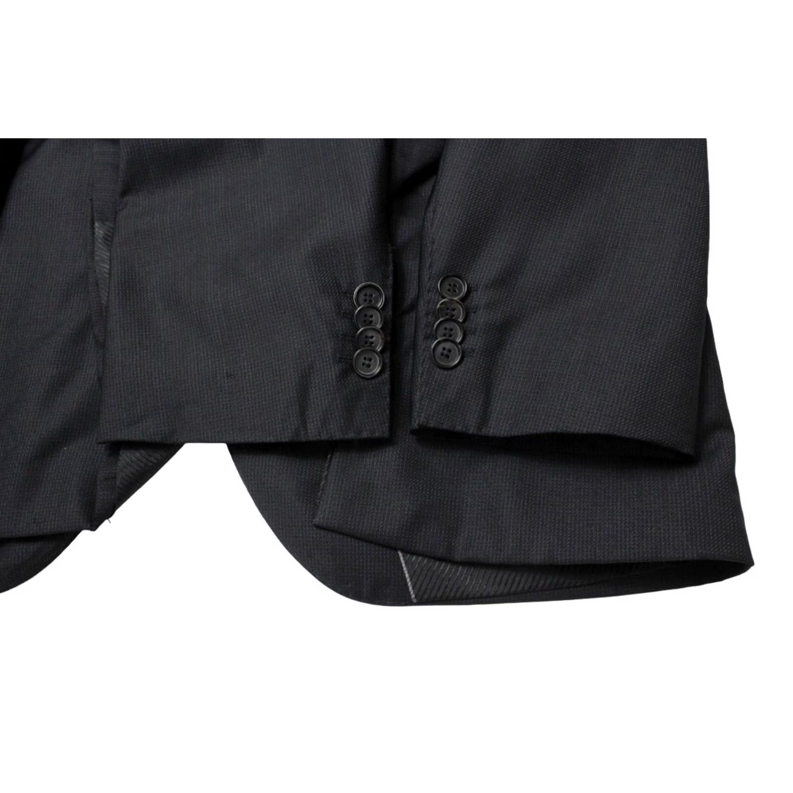 Hugo Boss HUGO BOSS Blazer James3/Sharp5 Wool Patterned Single Breasted Men's US 44 Black Notch Lapel Logo Patterned Wool Blazer Mens Size 44R - 5 Thumbnail