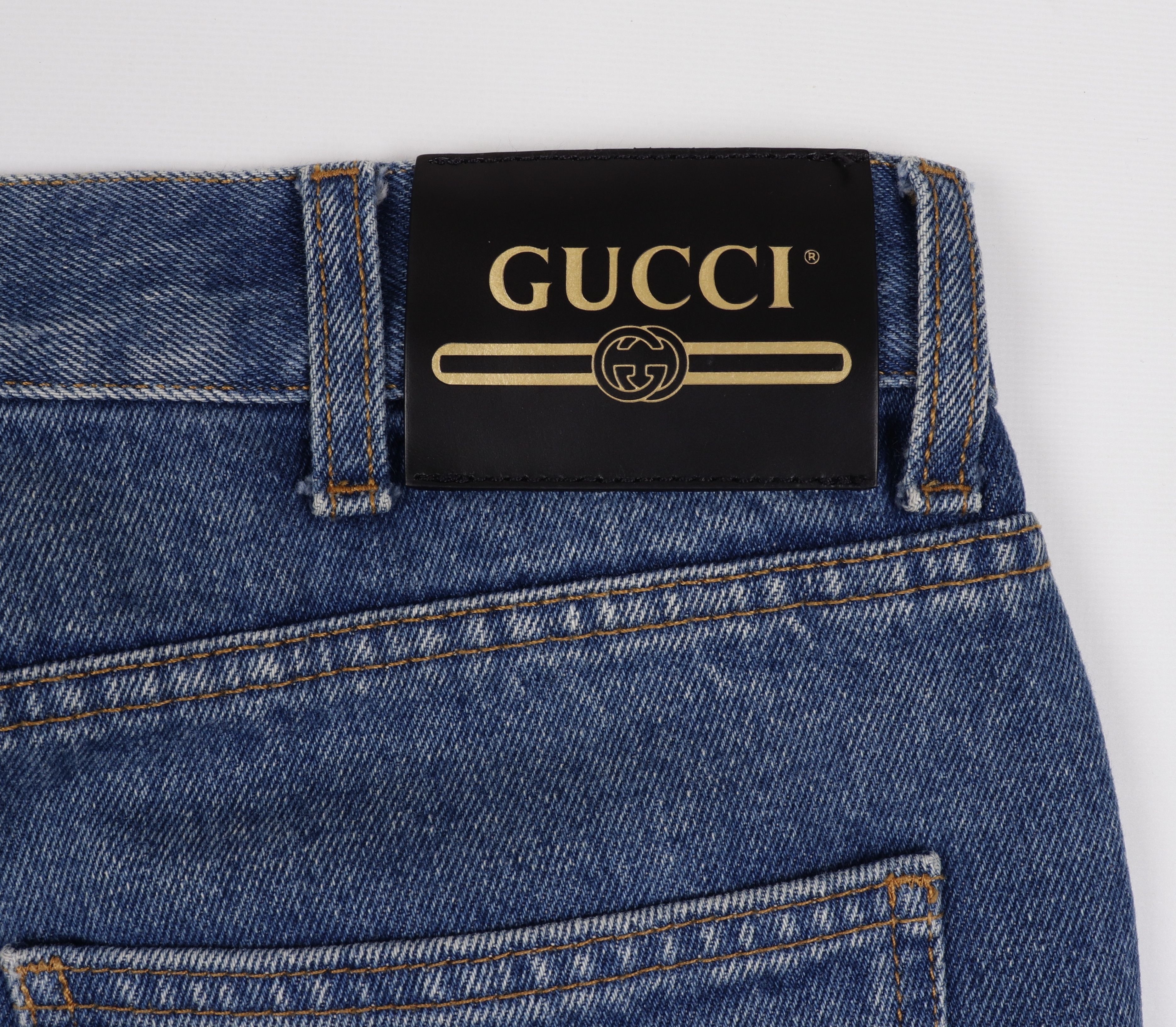 Gucci Men's Gucci Cotton Blue Jeans GG Web Patch Size W32-33" Size US 33 - 8 Thumbnail