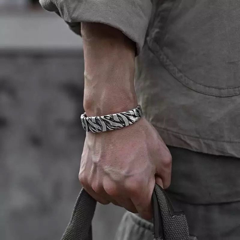 Jewelry Stone textured metal bracelet Size ONE SIZE - 2 Thumbnail