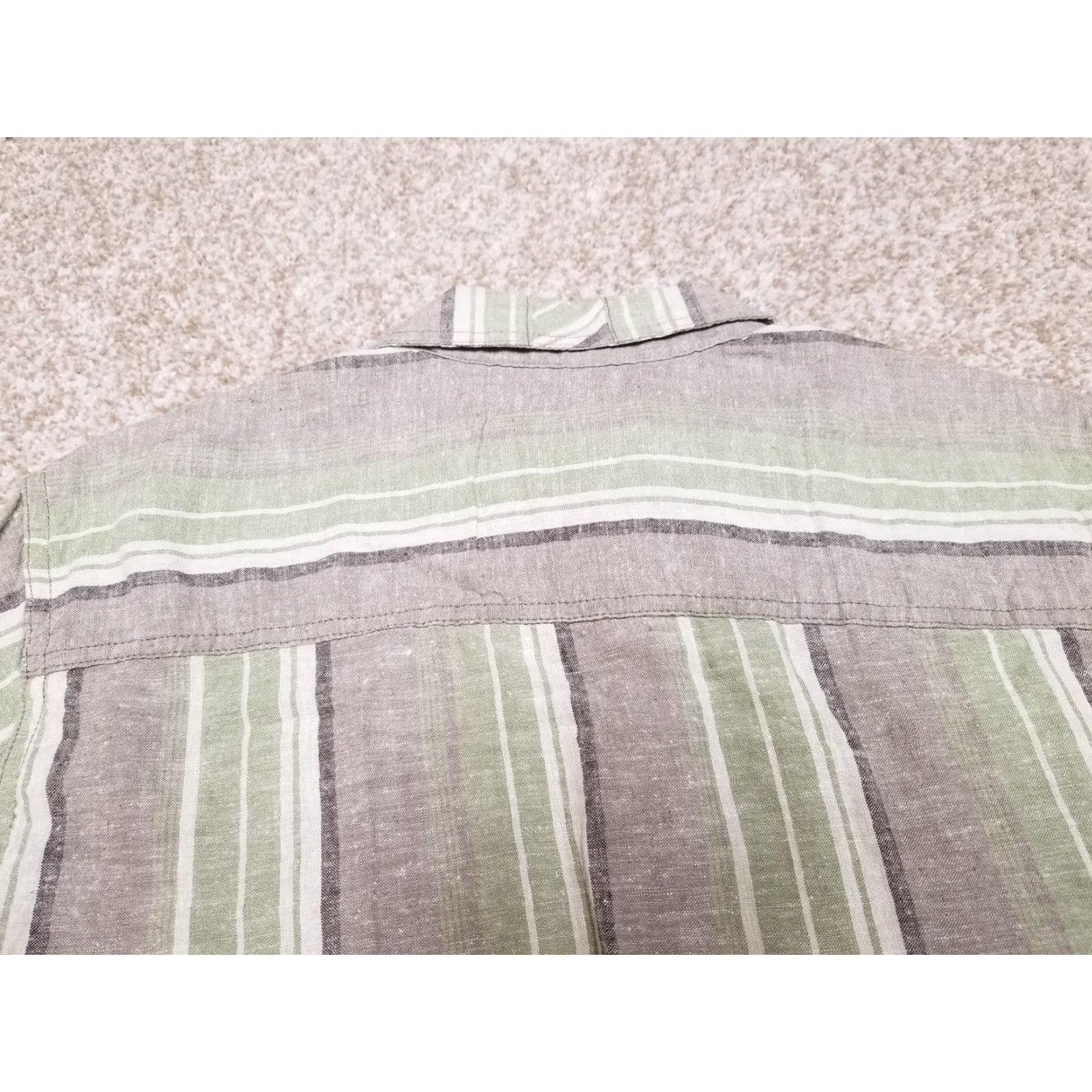 Wrangler Royal Robbins Shirt Mens Small Green Brown Short Sleeve Hemp Organic Cotton Blend Button-Up with Pockets, Striped, Casual, Adult XL, Beige, Wool? Size US XL / EU 56 / 4 - 6 Thumbnail