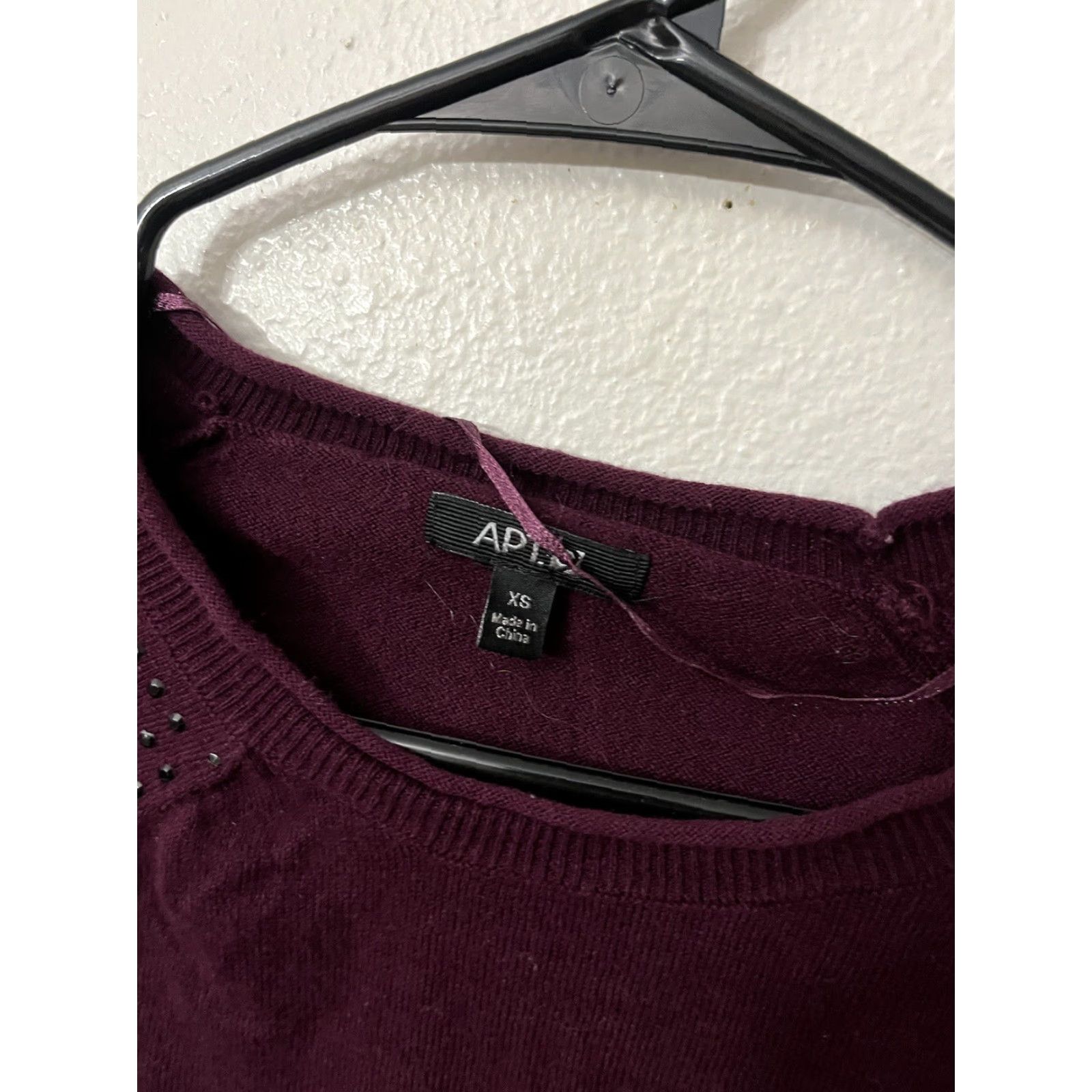 Apt. 9 VINTAGE Apt. 9 Sweater Shirt Women XS Maroon 3/4 Sleeve Boat Neck Pullover Women’s XS Size XS / US 0-2 / IT 36-38 - 2 Thumbnail