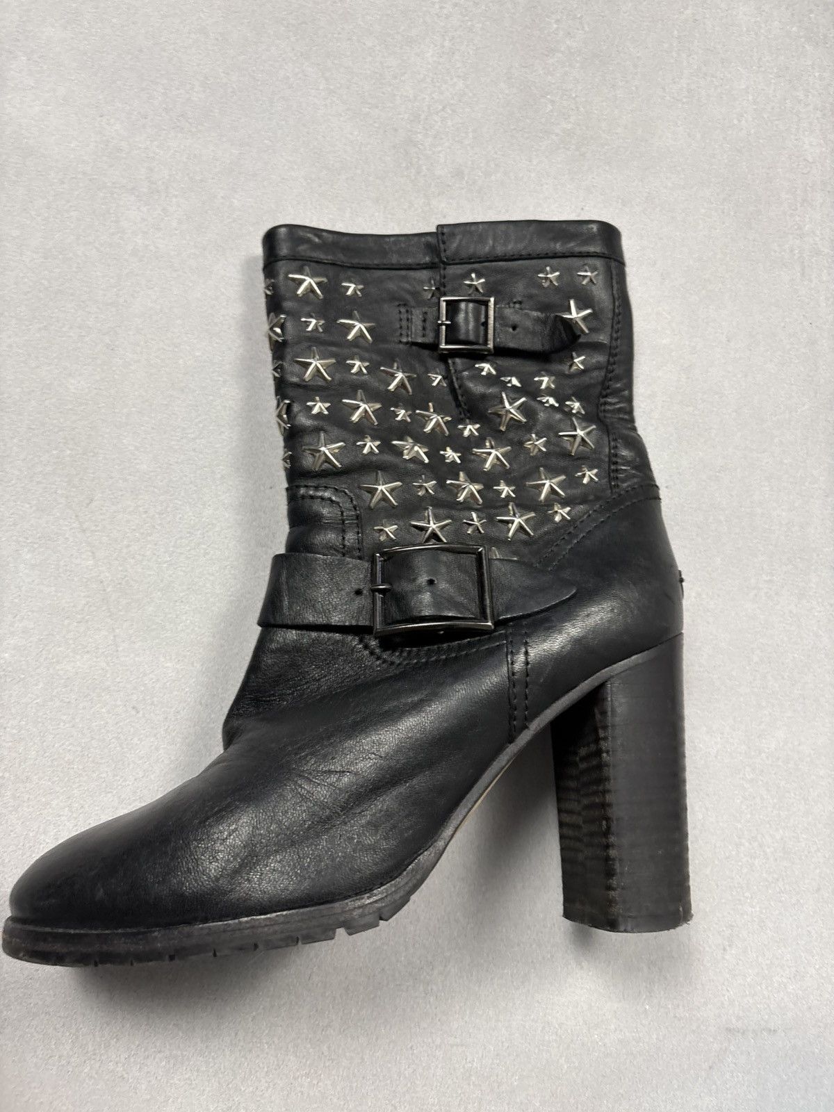 Jimmy Choo Jimmy Choo Star Stud Leather Ankle Boots Buckle Heels Black Size US 10 / IT 40 - 6 Thumbnail