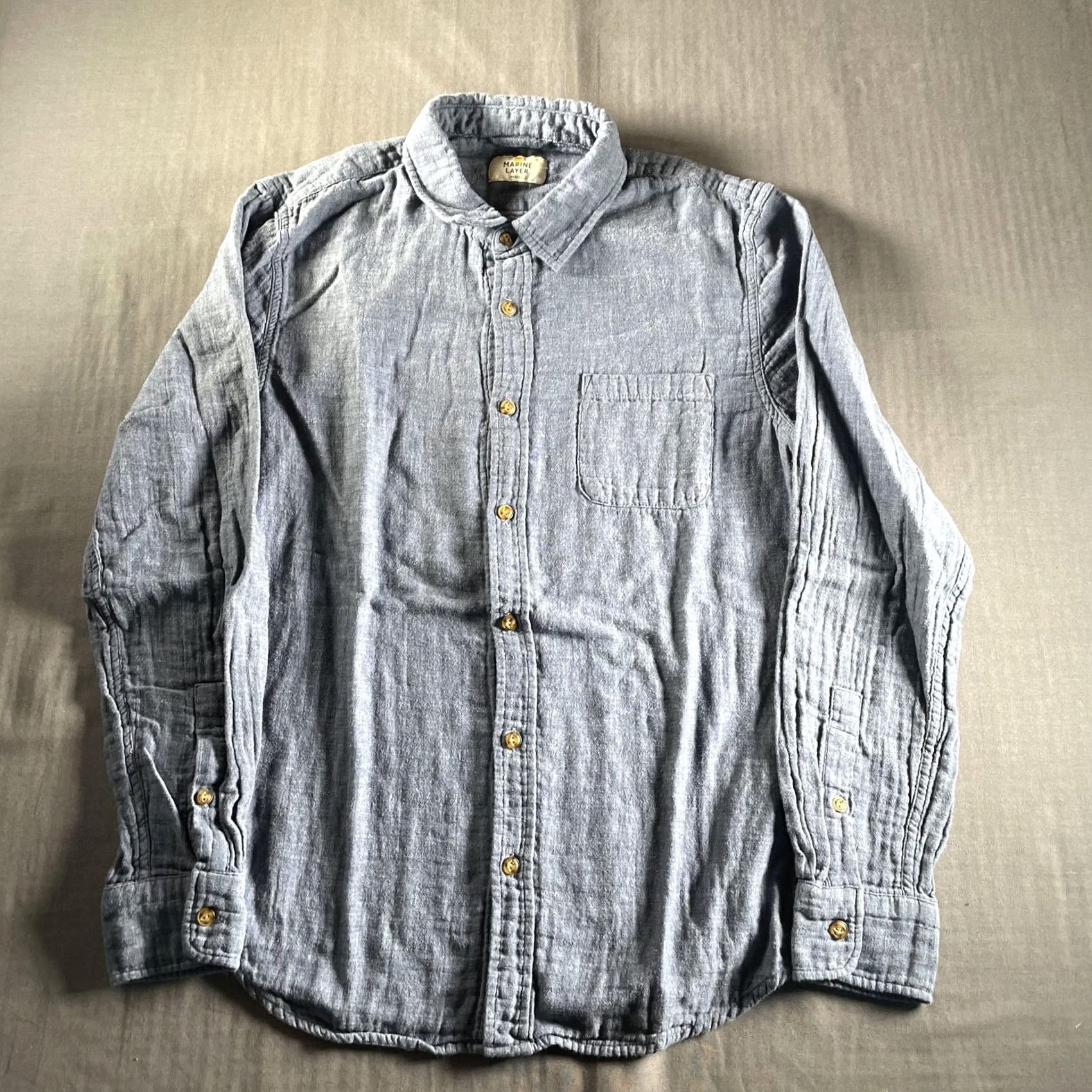 Marine Layer Marine Layer Shirt Mens Medium Blue Button-Down Long Sleeve Pocket 100% Cotton Size US M / EU 48-50 / 2 - 3 Thumbnail