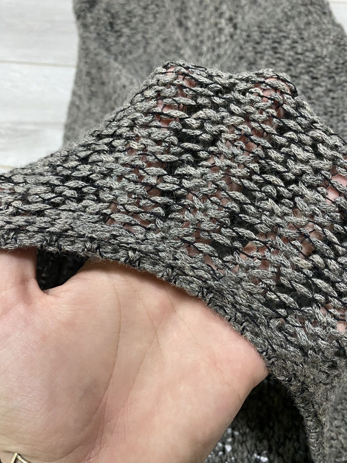 Helmut Lang × Vintage Helmut Lang alpaca silk vintage heavy knit sweater v neck Size S / US 4 / IT 40 - 7 Thumbnail
