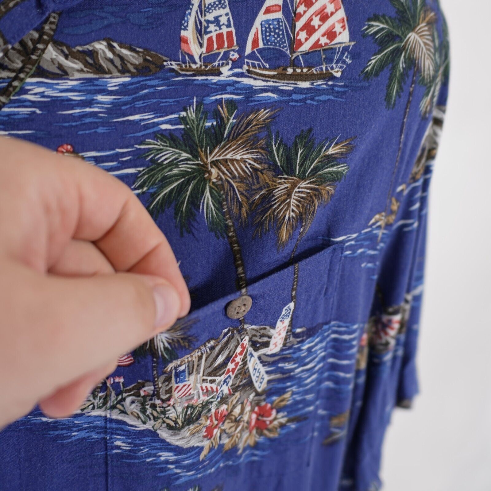 Designer Boca Classics Blue Medium Beach Sailboat Hawaiian Shirt Rayo Size US M / EU 48-50 / 2 - 2 Thumbnail