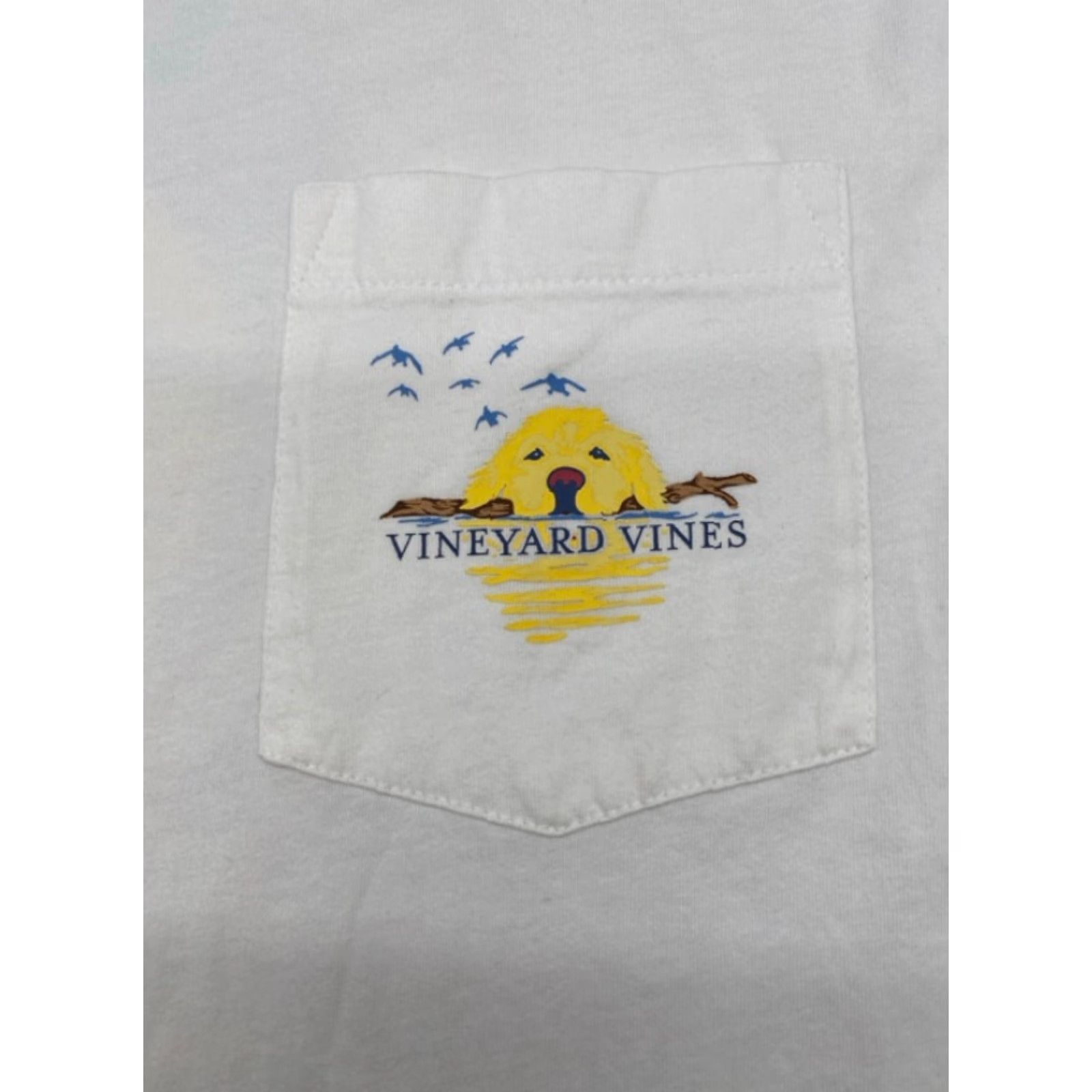 Vineyard Vines VINEYARD VINES T-Shirt Mens 2XL Pocket Long Sleeve White Dog Fetching 4373 Size US XXL / EU 58 / 5 - 3 Thumbnail