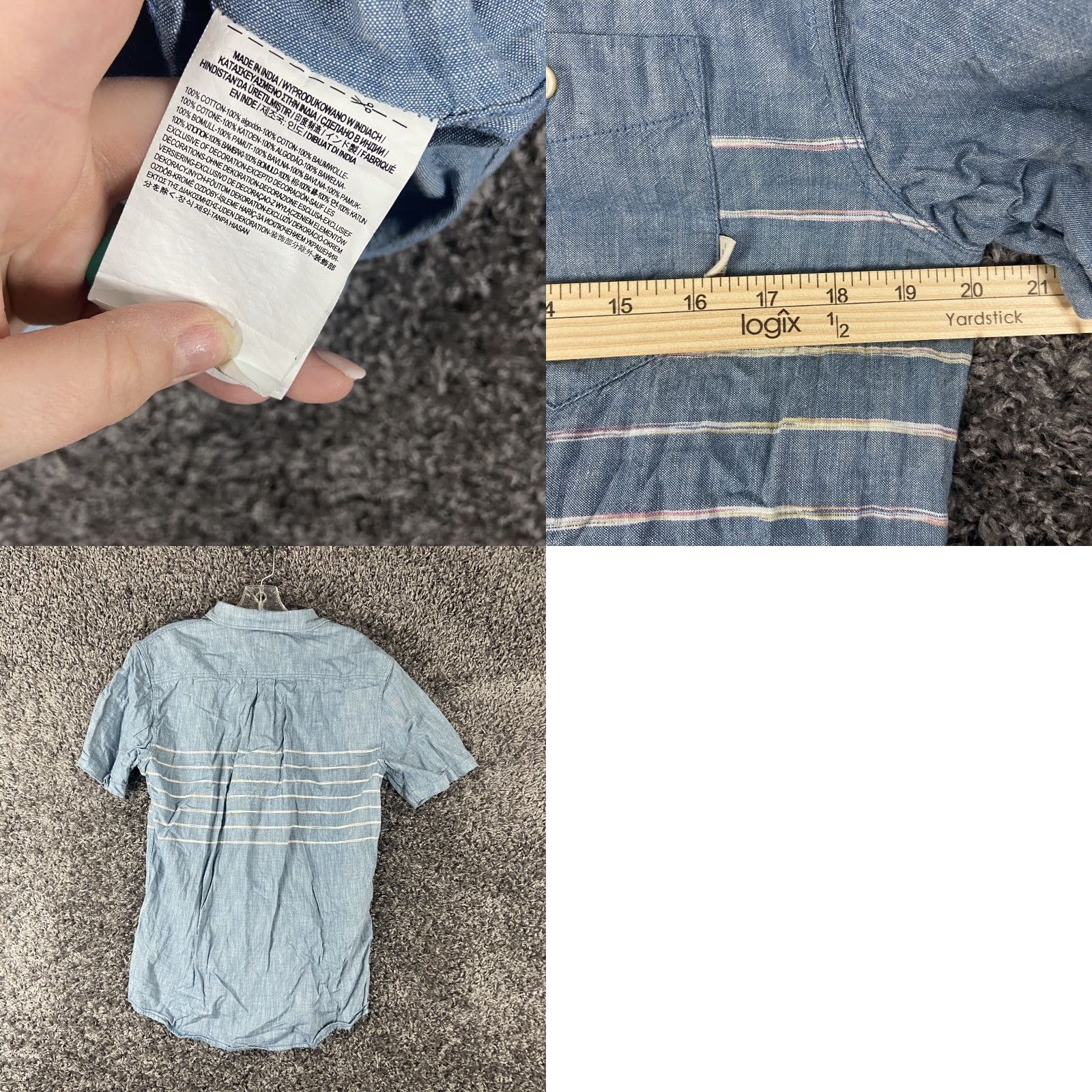 Vans VANS Shirt Men M Tailored Fit Blue Striped Short Sleeve Button-Up Multicolor Modern Casual Mens Size US 31 - 8 Thumbnail