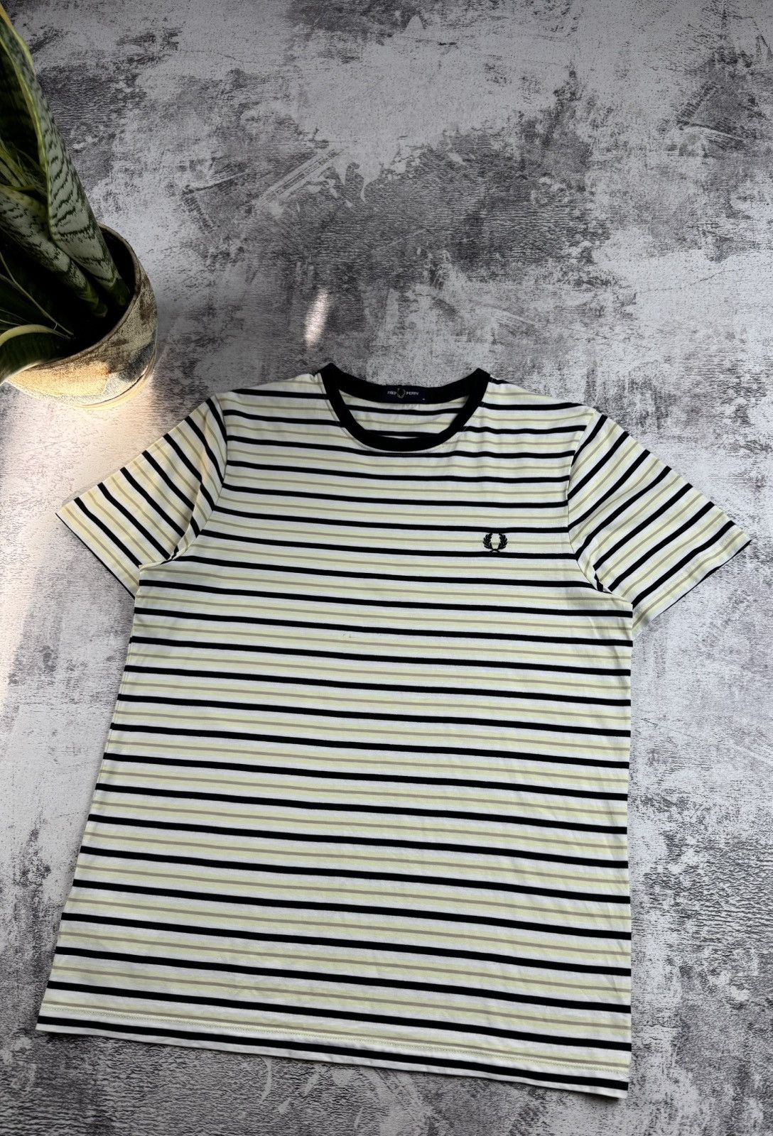 Fred Perry Fred Perry Men’s M Striped Yellow Blue Cotton Basic Jersey T Shirt Tee Shirt Size US M / EU 48-50 / 2 - 3 Thumbnail