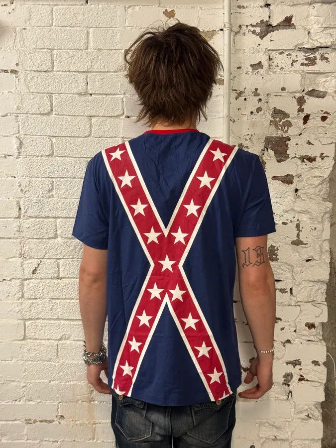 Moschino 2010s Moschino Navy Cross Stars Flag T-Shirt Size US L / EU 52-54 / 3 - 3 Thumbnail