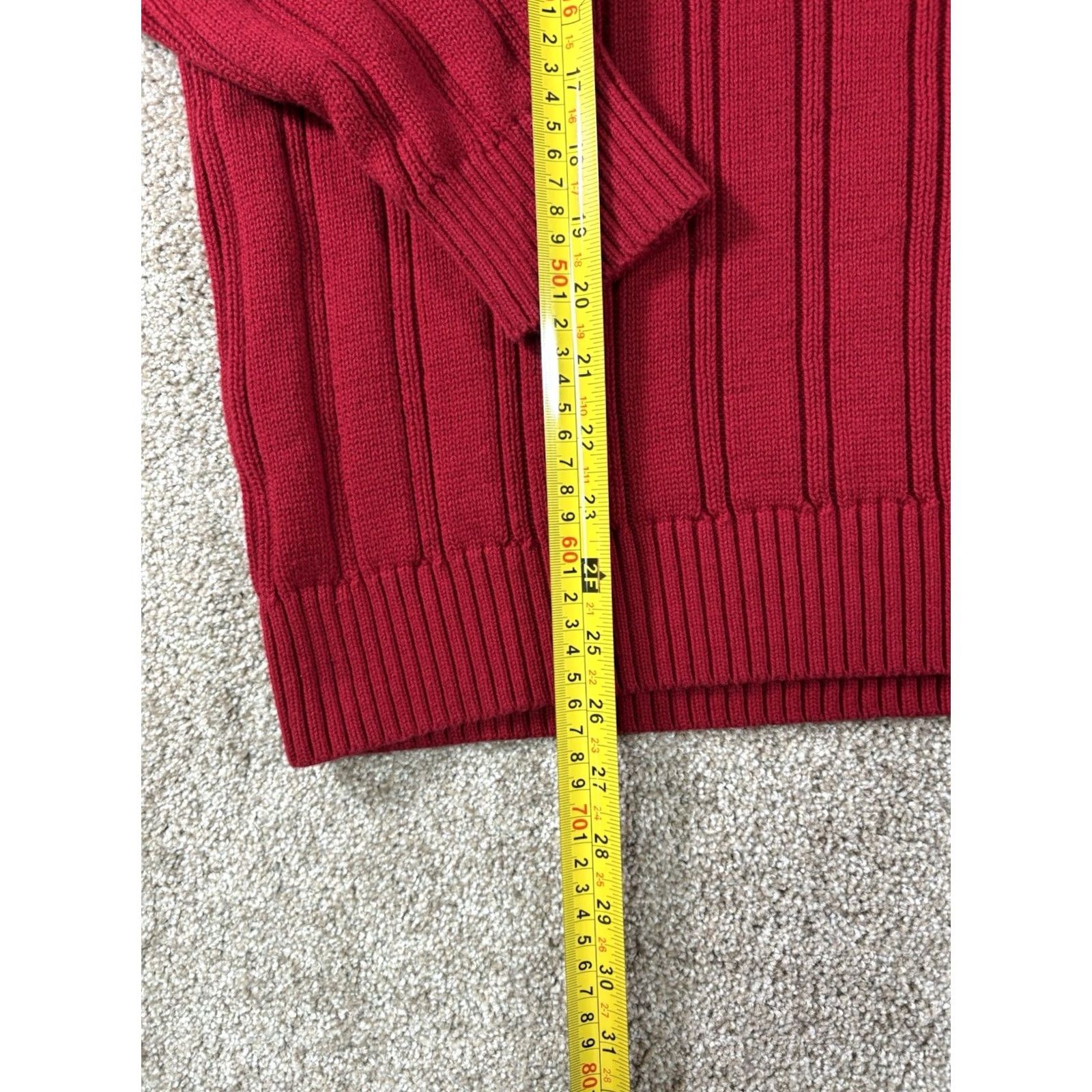 Nautica Nautica Men’s Large Red 100% Cotton Ribbed Cable-Knit Crew Neck Pullover Sweater Size US L / EU 52-54 / 3 - 5 Thumbnail