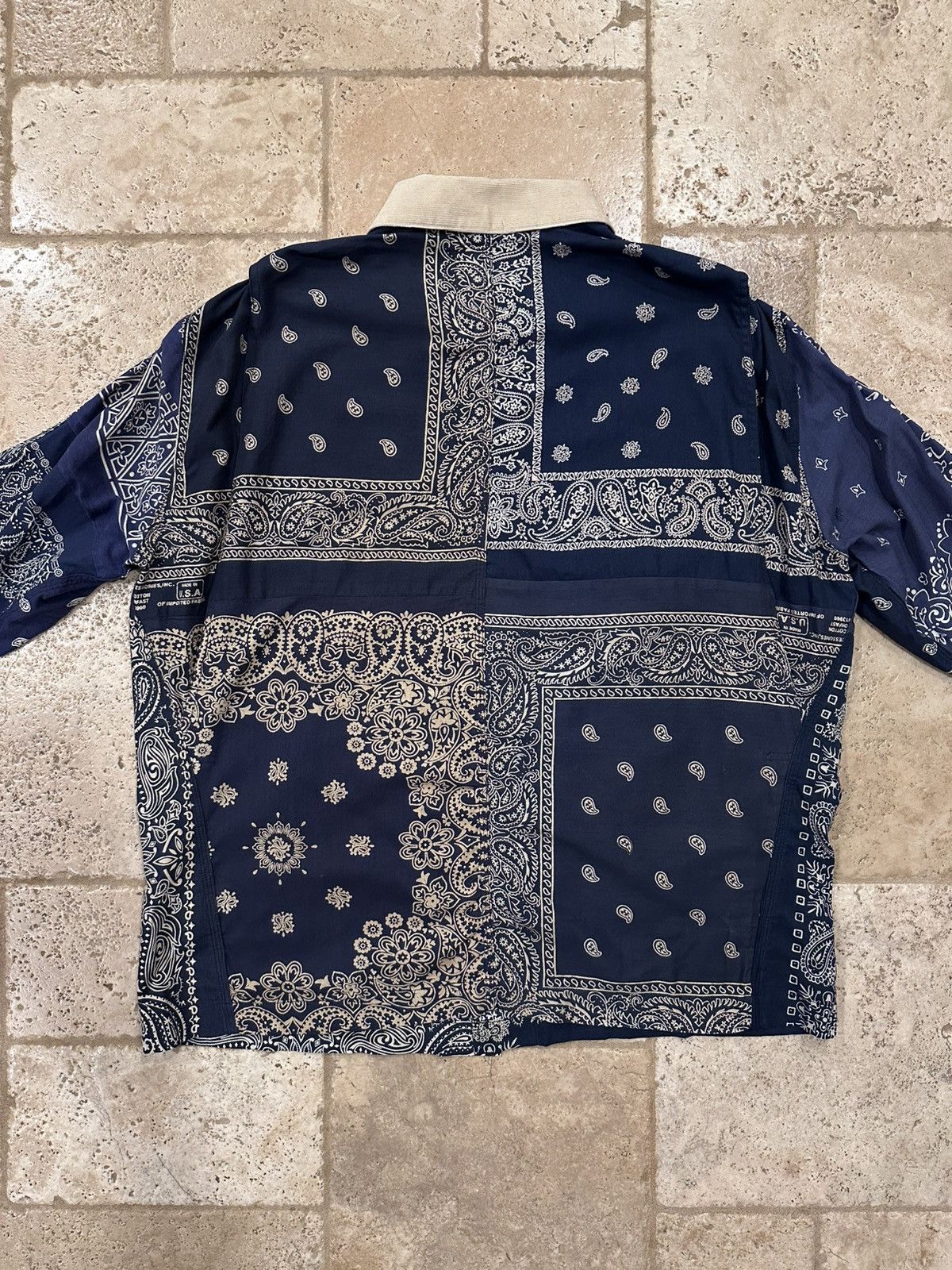 READYMADE Readymade Blue Bandana Paisley Burn Button Up Shirt Jacket Size US XL / EU 56 / 4 - 10 Thumbnail
