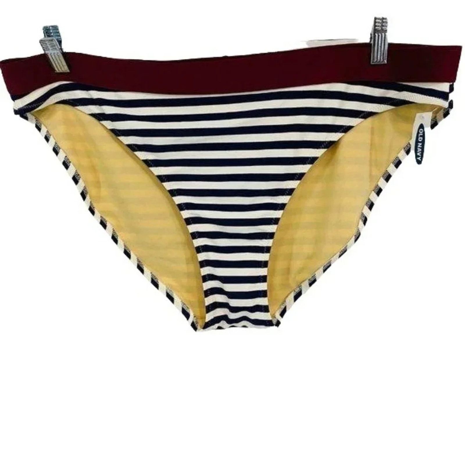 Old Navy Old Navy Bralette Swim Bikini Navy Burgundy Stripe XXL Size ONE SIZE - 8 Thumbnail