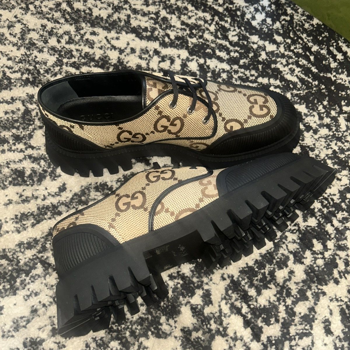 Gucci Gucci Monogram Jumbo GG Soft Calfskin Lug Sole Derby Loafers Size US 12 / EU 45 - 3 Thumbnail