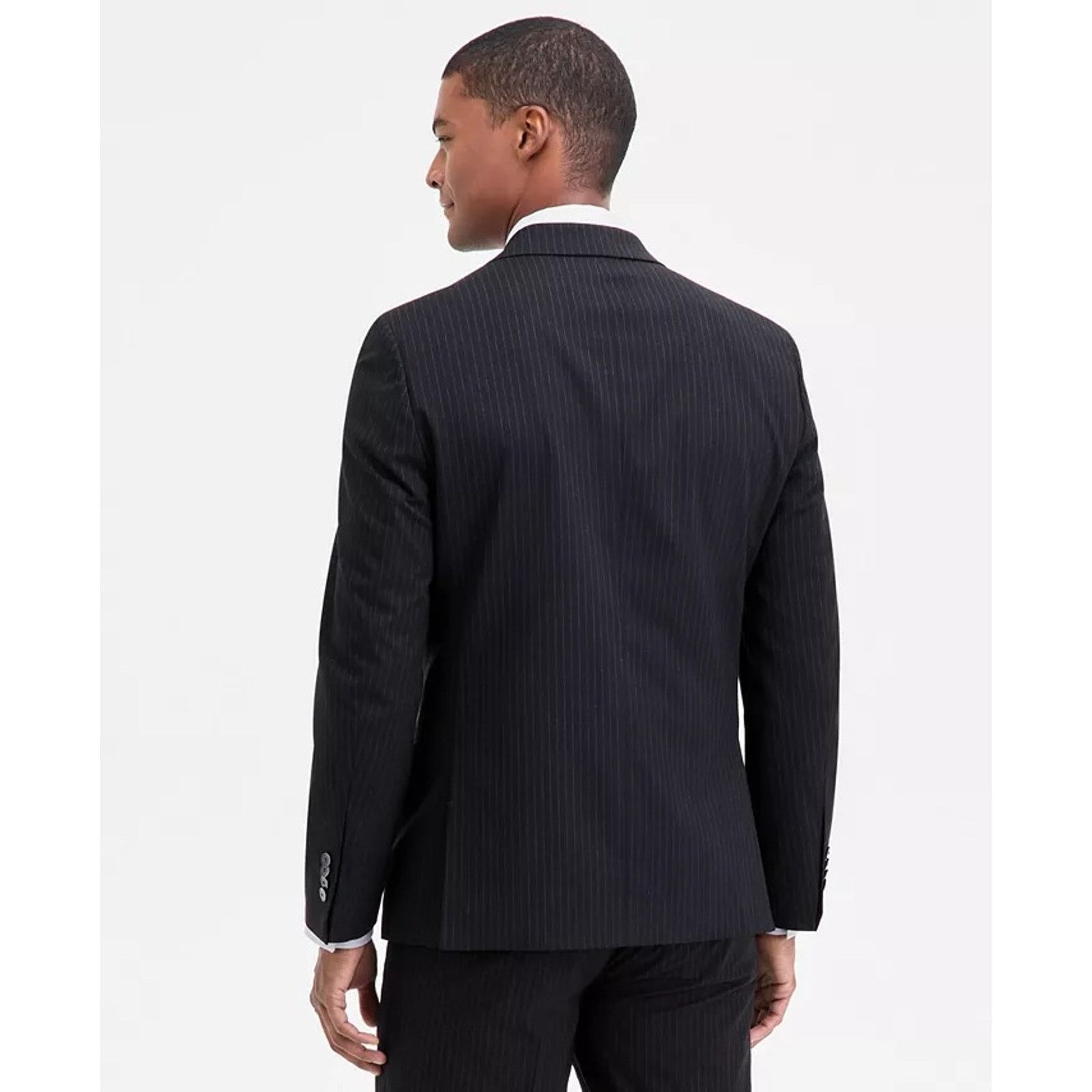 Nautica Nautica Men's Black Stripe Modern-Fit Suit Blazer Size 42S Size 42S - 2 Thumbnail