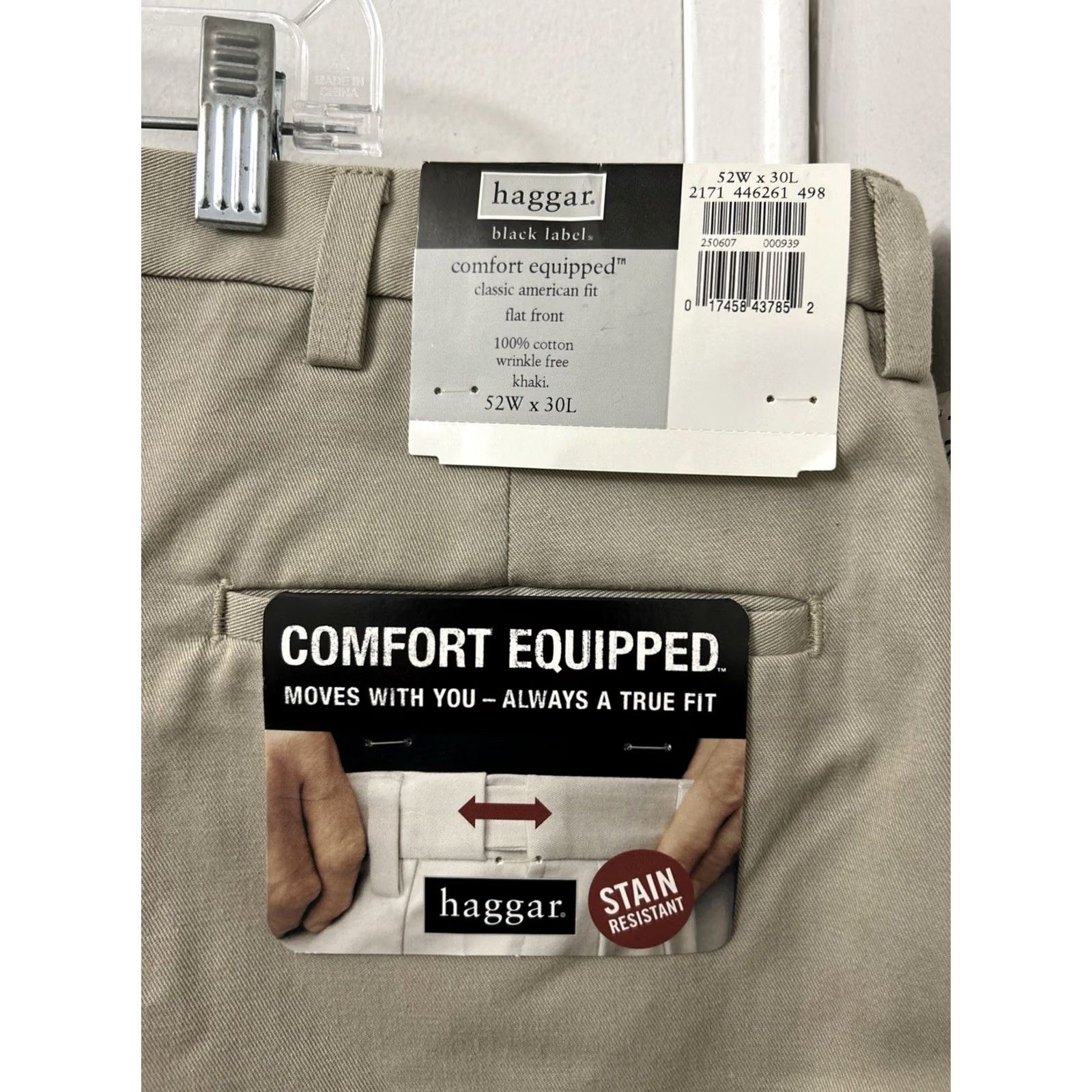 Haggar Haggar Black Label Pants Mens 52x30 Khaki Classic Fit YKK Comfort Equipped Slanted Pocket Flat Front 52 Beige Cotton Blend Modern Classic Mens Size US 36 / EU 52 - 4 Thumbnail