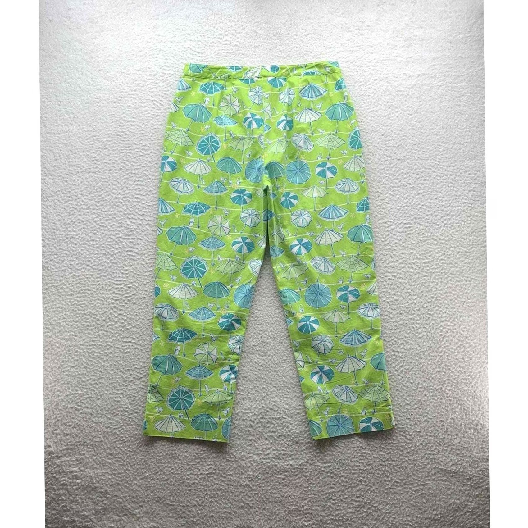 Lilly Pulitzer VINTAGE Lilly Pulitzer Pants Womens 6 Capri Beach Umbrella Seagull Sand Dollar Green Size 30" / US 8 / IT 44 - 6 Thumbnail
