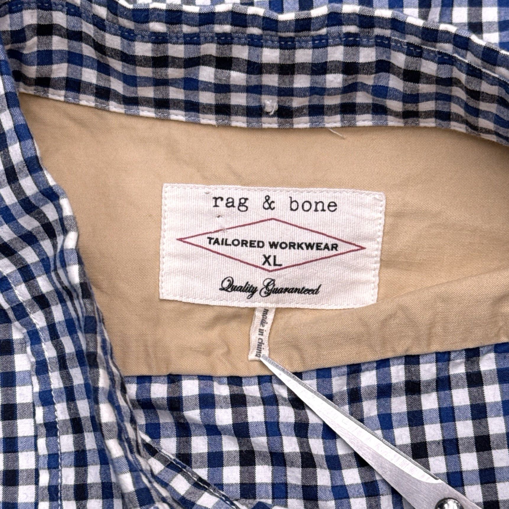 Rag & Bone Rag & Bone Shirt Mens XL Blue Check Button-Up Casual, Travel, Party/Cocktail, Long Sleeve, Collared, Button-Down, Knit Cotton, Regular Fit Size US XL / EU 56 / 4 - 5 Thumbnail