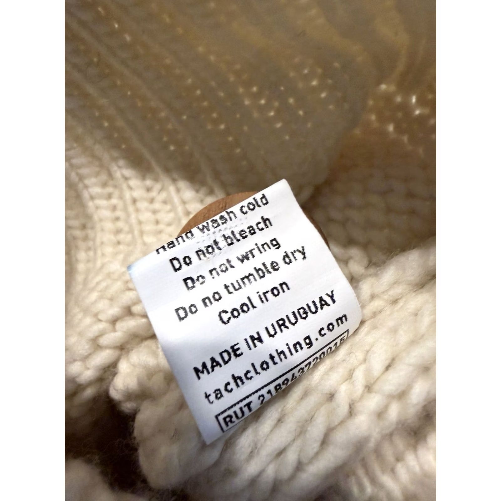 Vintage Tach Jackie Women’s Hand Knit Merino Wool Cardigan Sweater Large Cream Size L / US 10 / IT 46 - 4 Thumbnail